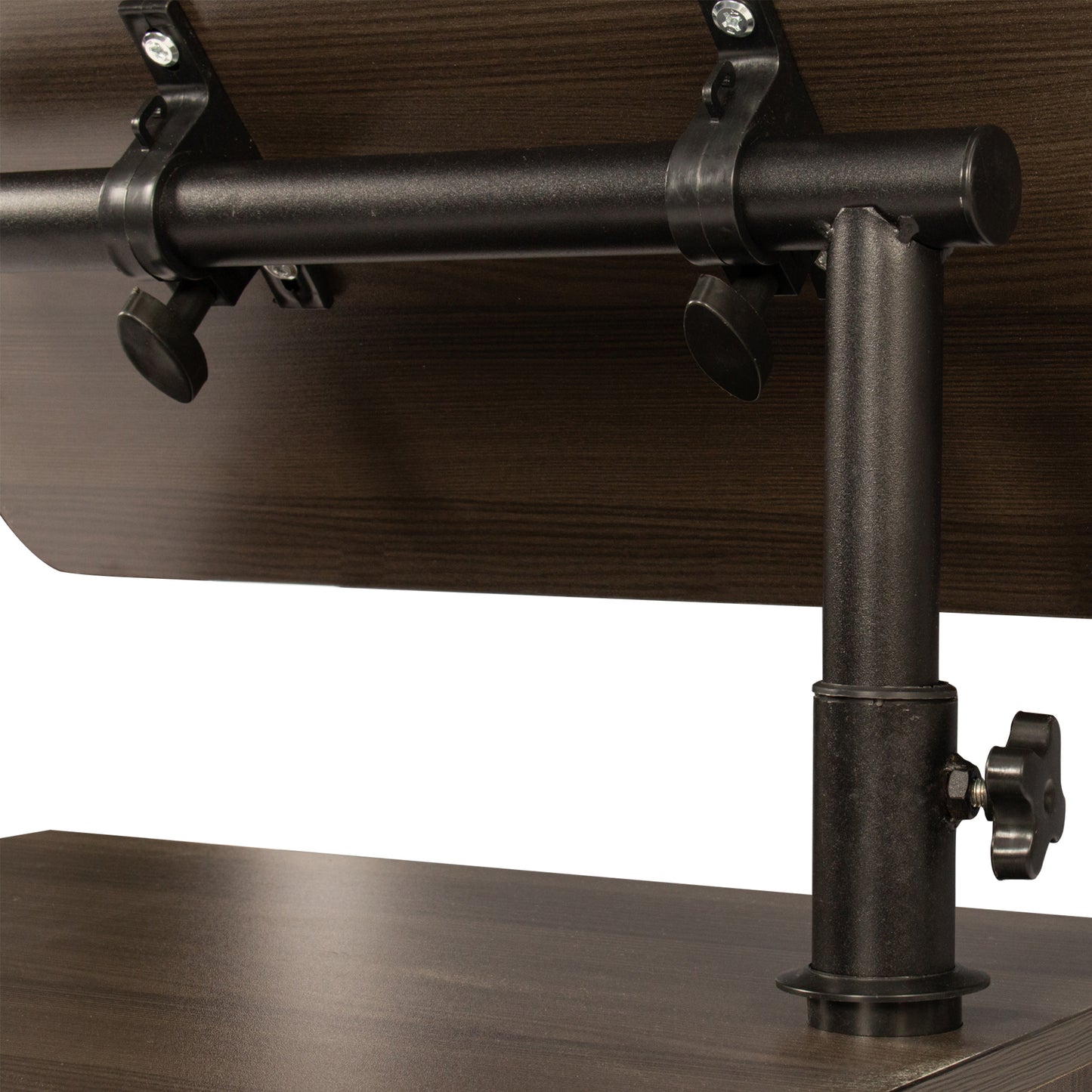 Brown Oak Height Adjustable End Table Nightstand with Swivel Top and Wheels