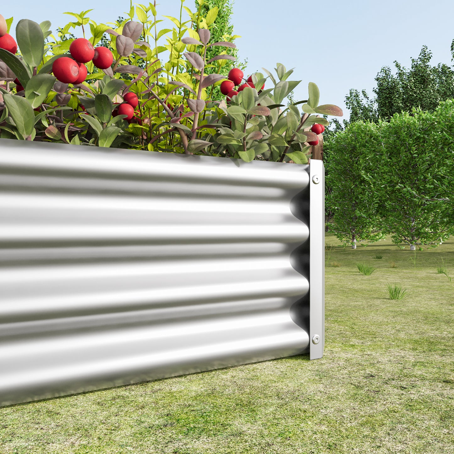 Metal Raised Garden Bed, Rectangle Raised Planter 4×2×1ft for Flowers Plants, Vegetables Herb Silver