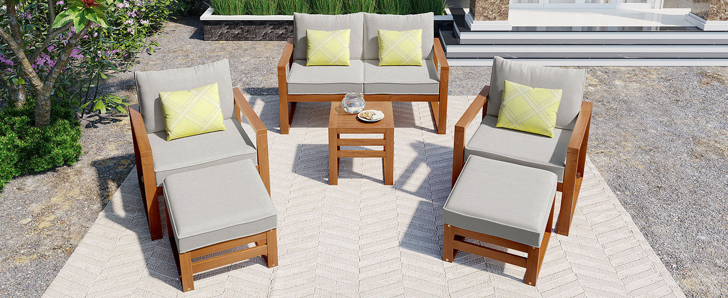 6-Piece Outdoor Wood Conversation Set