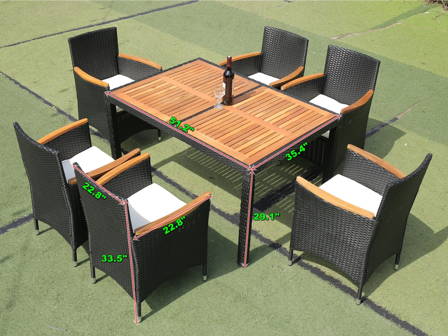 7 piece Outdoor Patio Wicker Dining Set