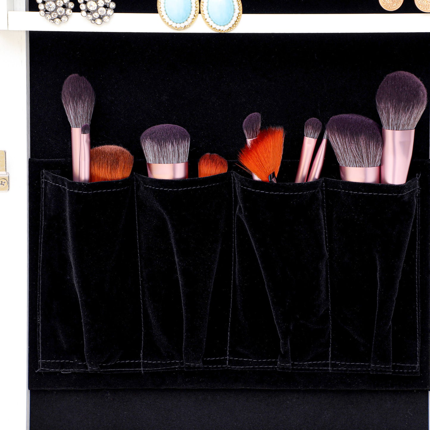 LED-lit Jewelry Storage Cabinet Standing Mirror, White