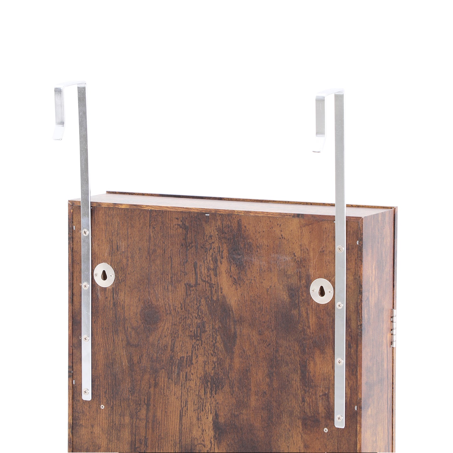 Wall or Door Hung Jewelry Storage Mirror Cabinet, Wood Finish