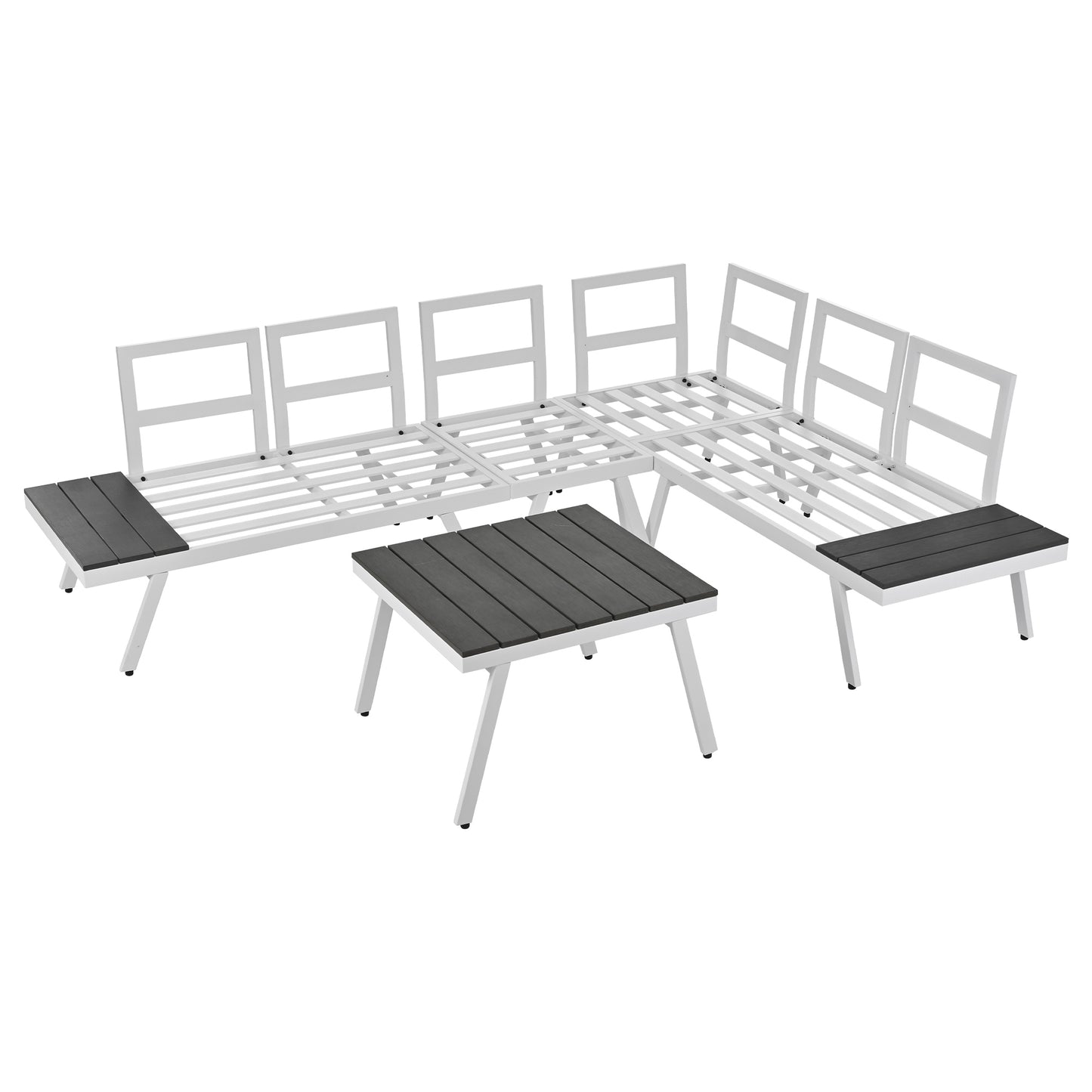 Industrial 5-Piece Aluminum Outdoor Patio Furniture Set