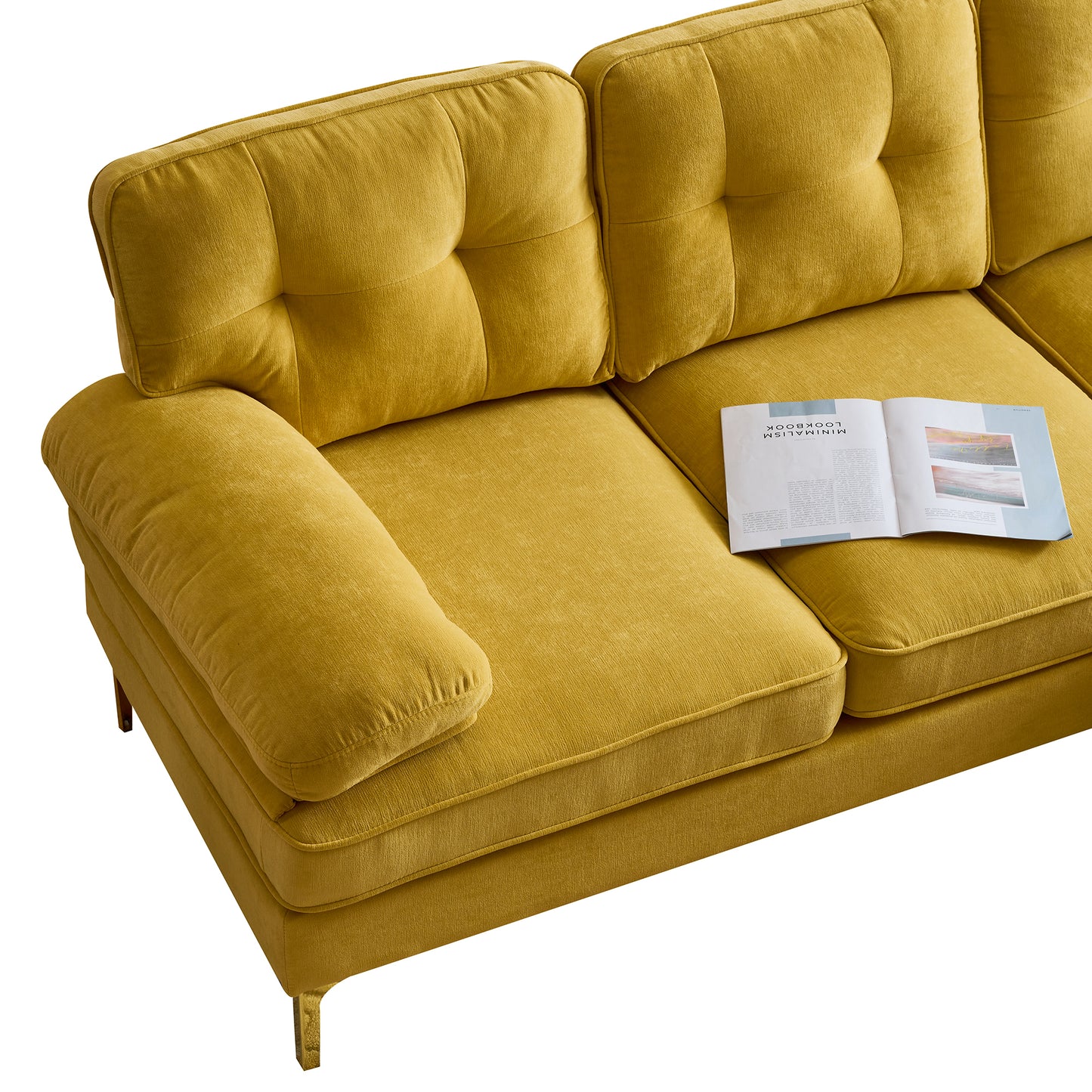 83" Modern Sectional L-Shaped Yellow Sofa