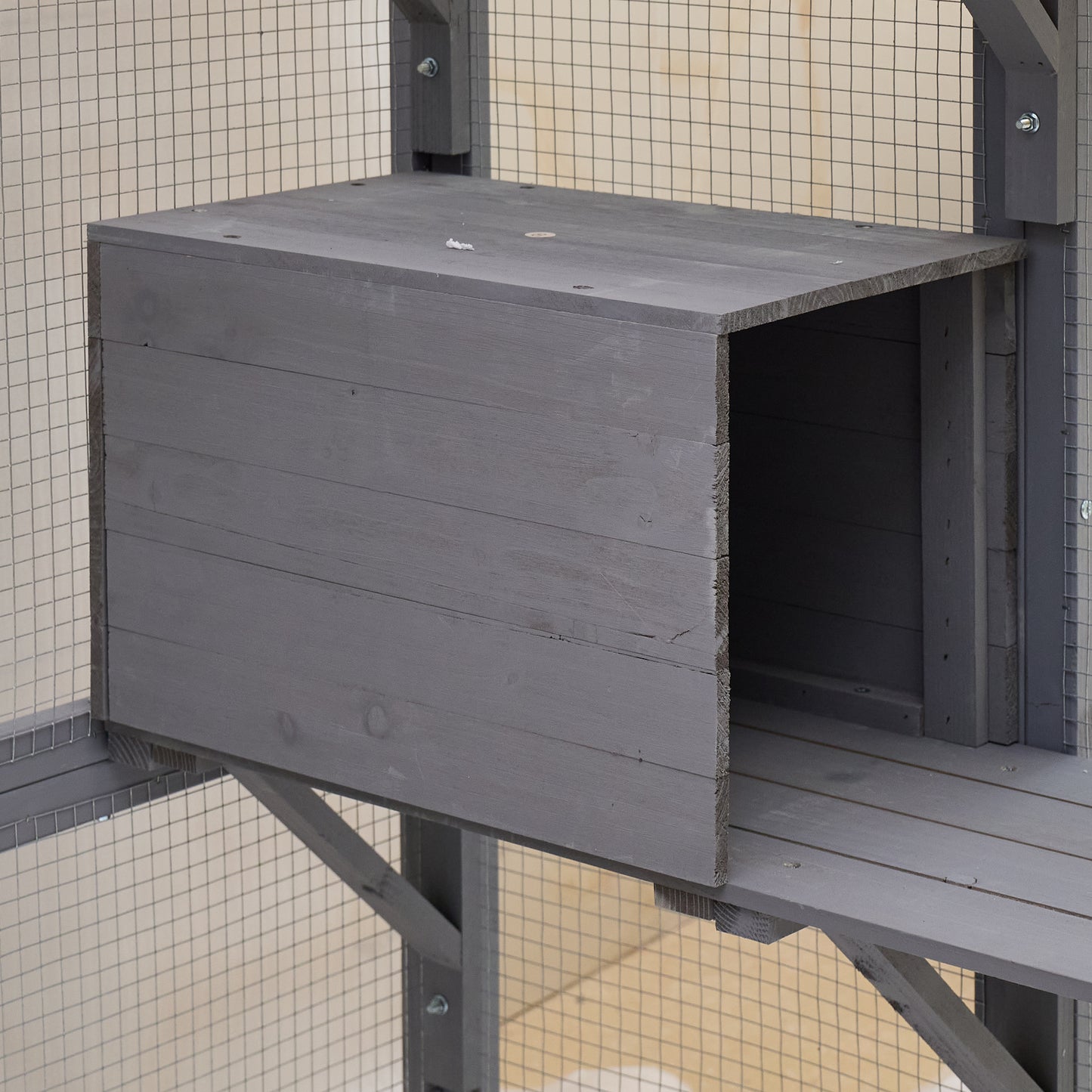 Big Catio Wooden with 6 High Ledges, Weather Protection Asphalt Roof