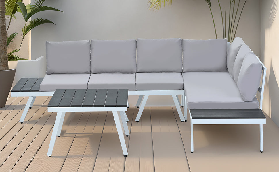 Industrial 5-Piece Aluminum Outdoor Patio Furniture Set