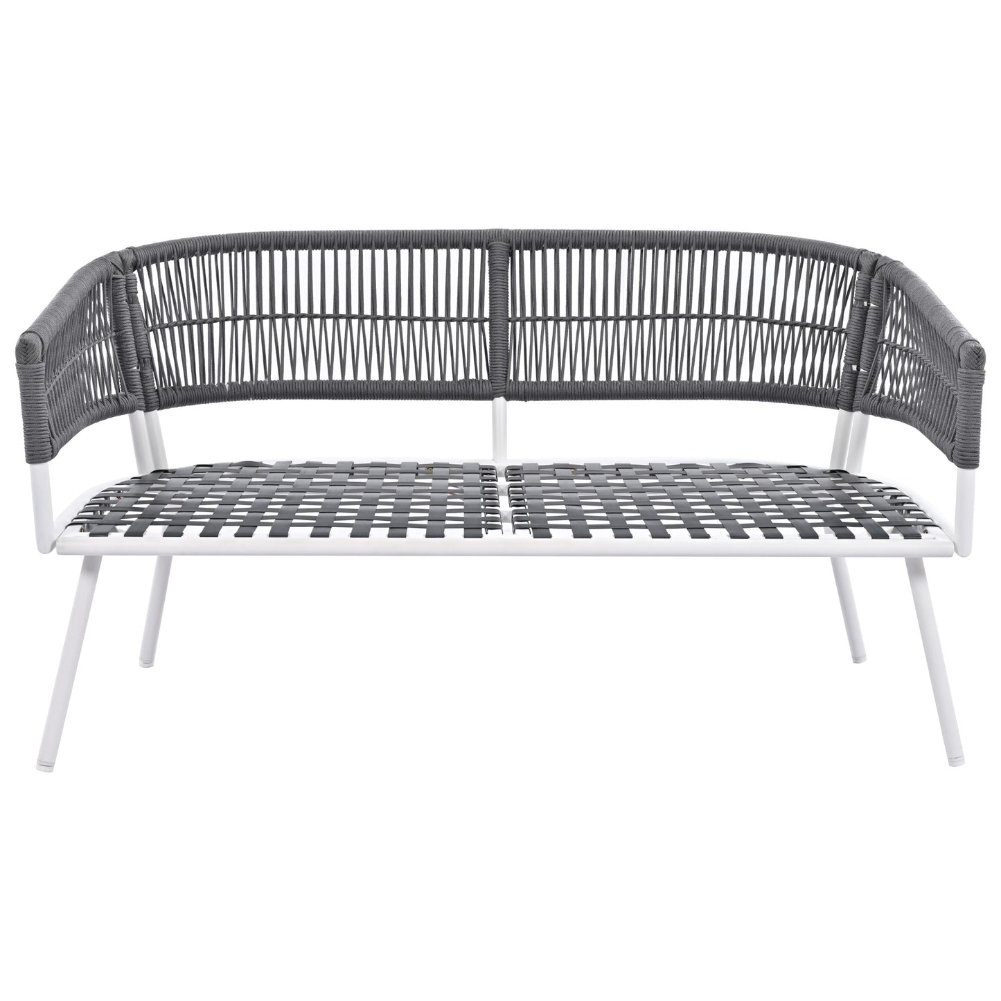 Grey 4-Piece Boho Rope Patio Furniture Set