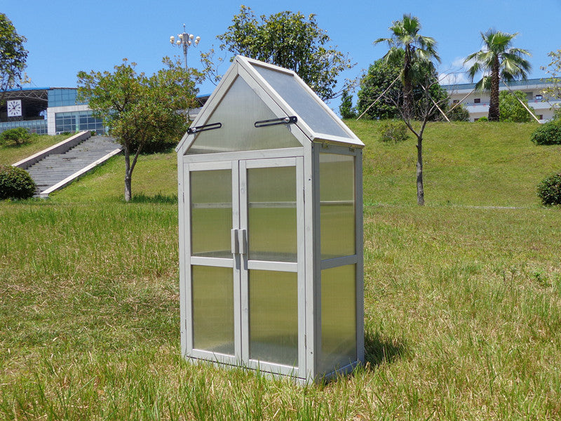 Small Green House for Yard, Patio, or Indoors, Light Grey