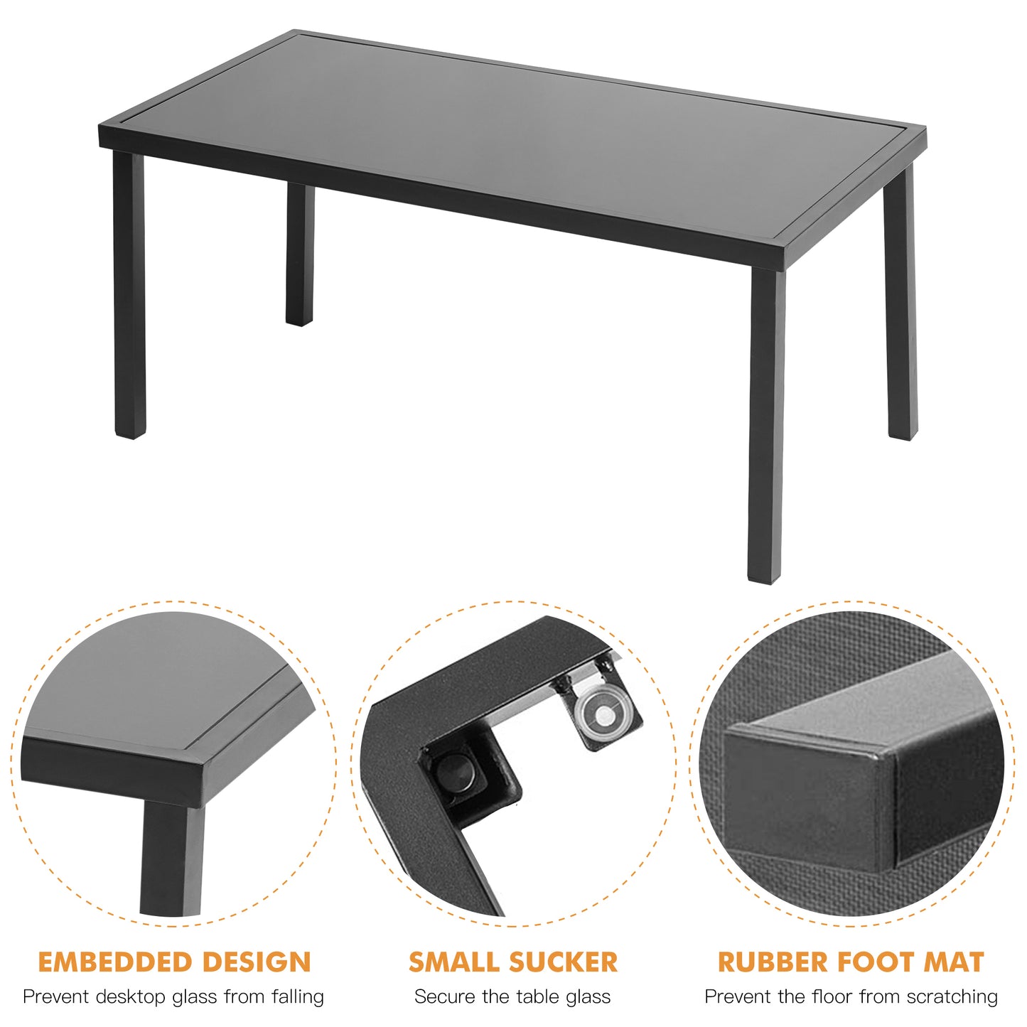 4 Piece Patio Conversation Set, Black