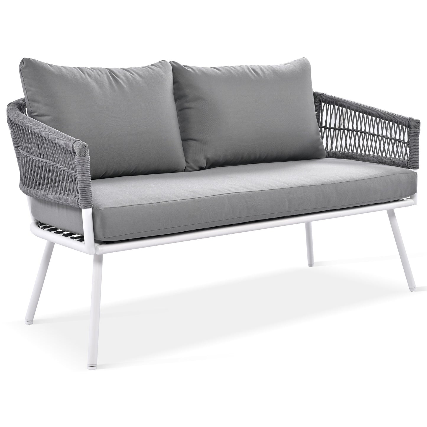Grey 4-Piece Boho Rope Patio Furniture Set