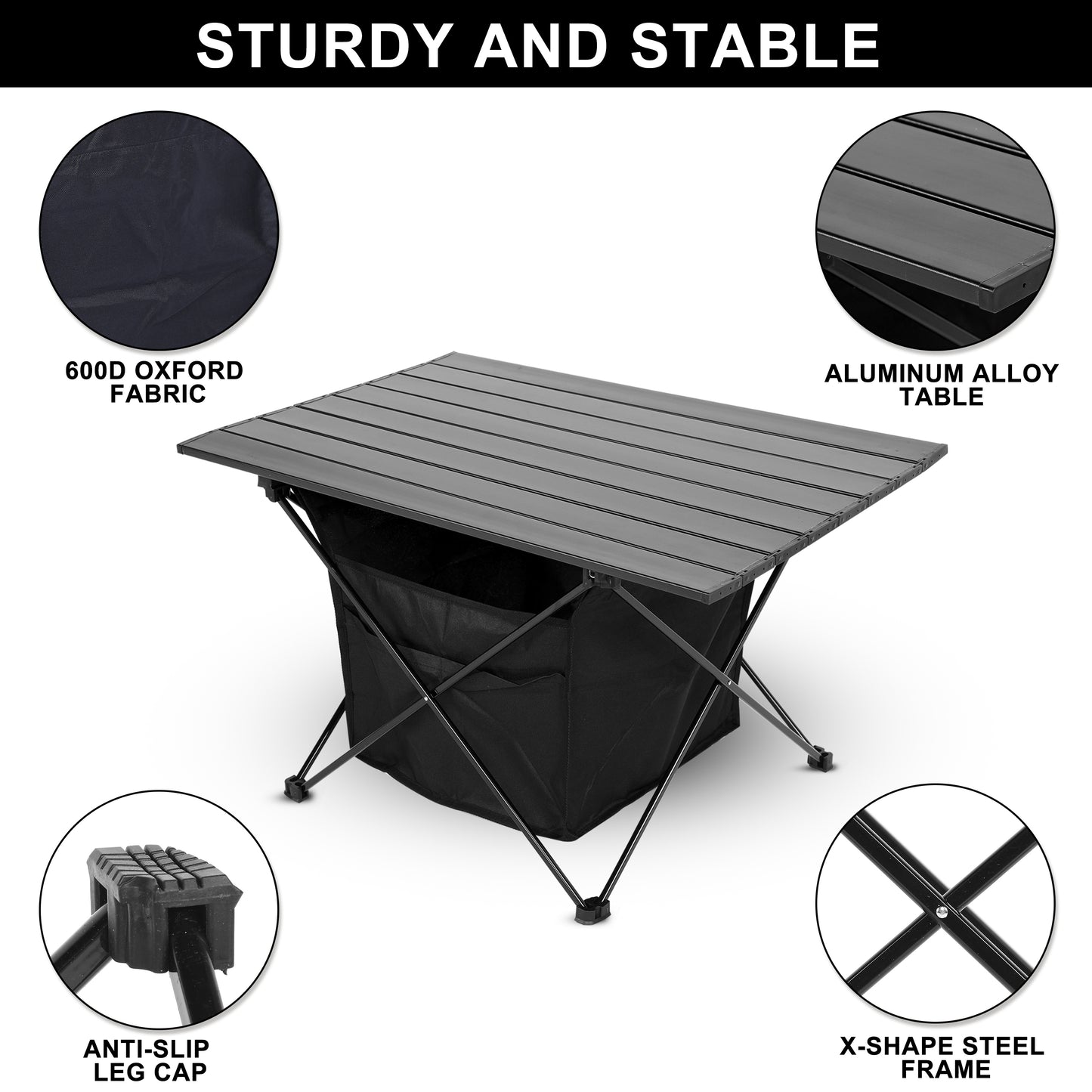Portable Outdoor Folding Table with Storage and Carry Bag