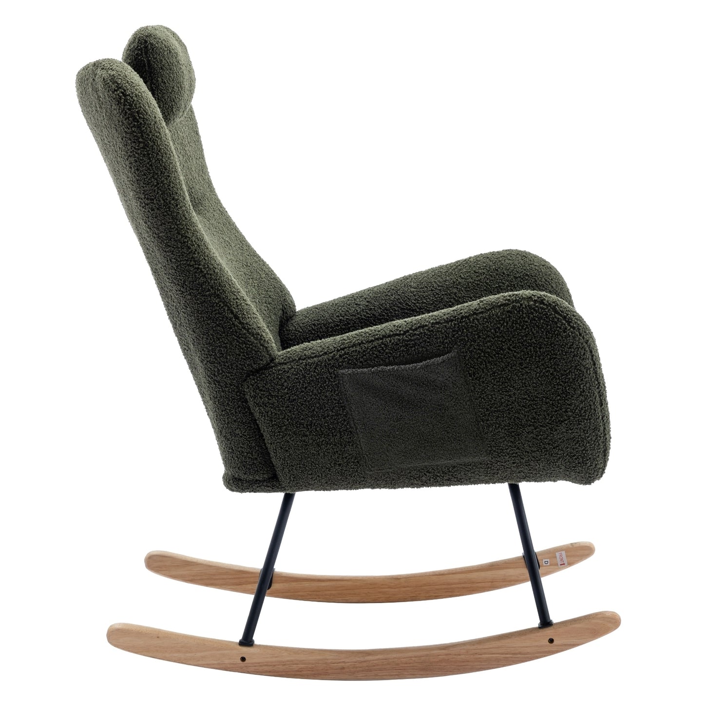 Green Plush Rocking Chair with Pocket