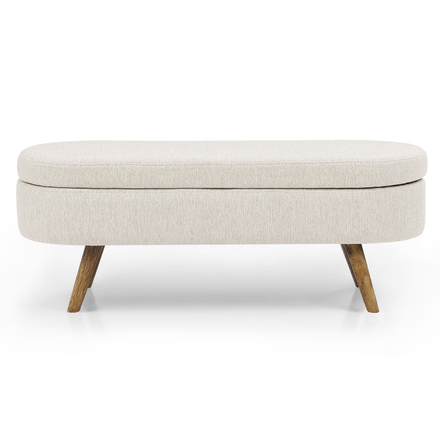 Off-white Oval Storage Bench