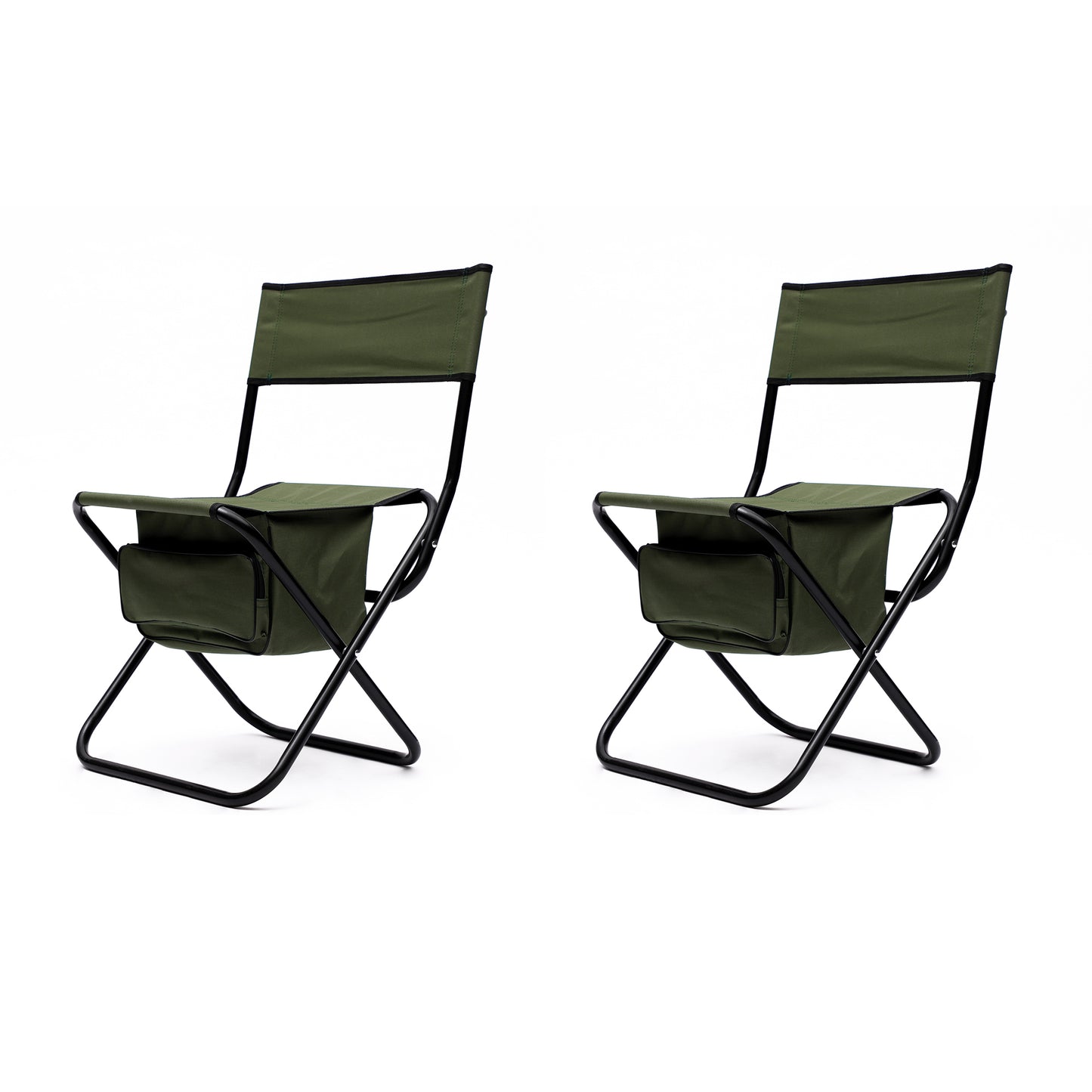 2-piece Folding Outdoor Camping Chair Set with Storage Bag