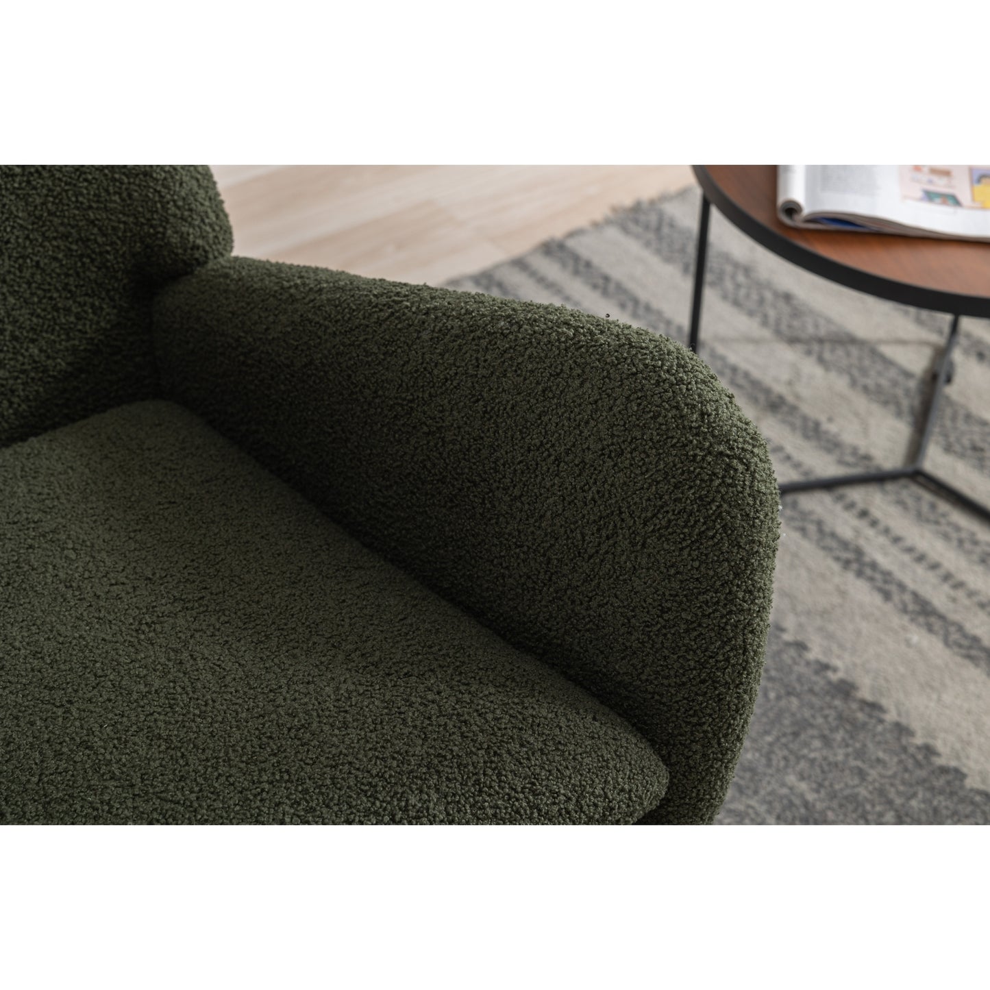 Green Plush Rocking Chair with Pocket