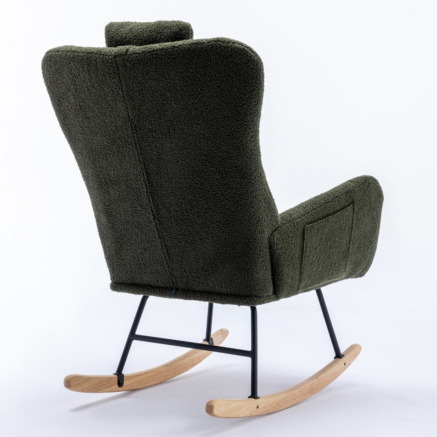 Green Plush Rocking Chair with Pocket