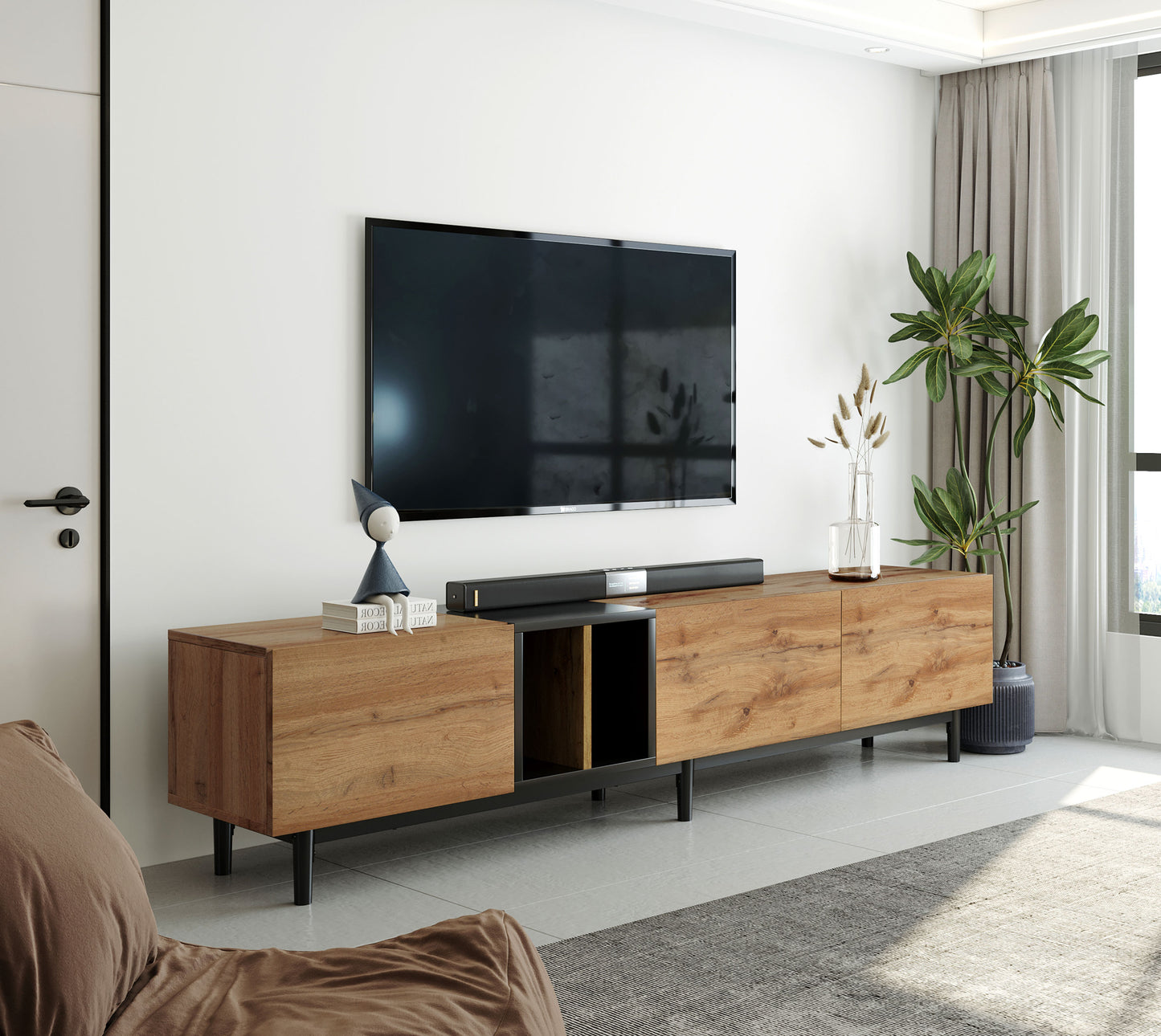 Modern Wood Finish TV Stand/Media Console Table