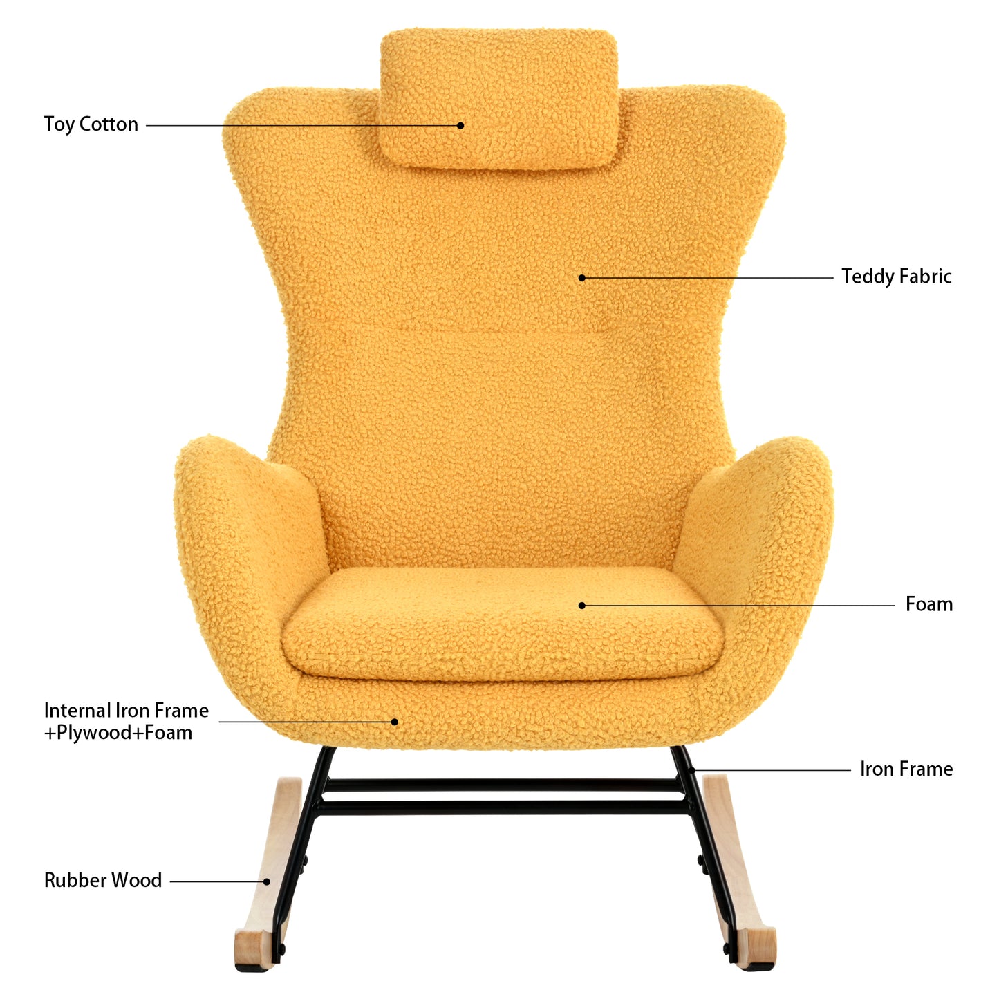 Yellow Fabric Rocking Chair