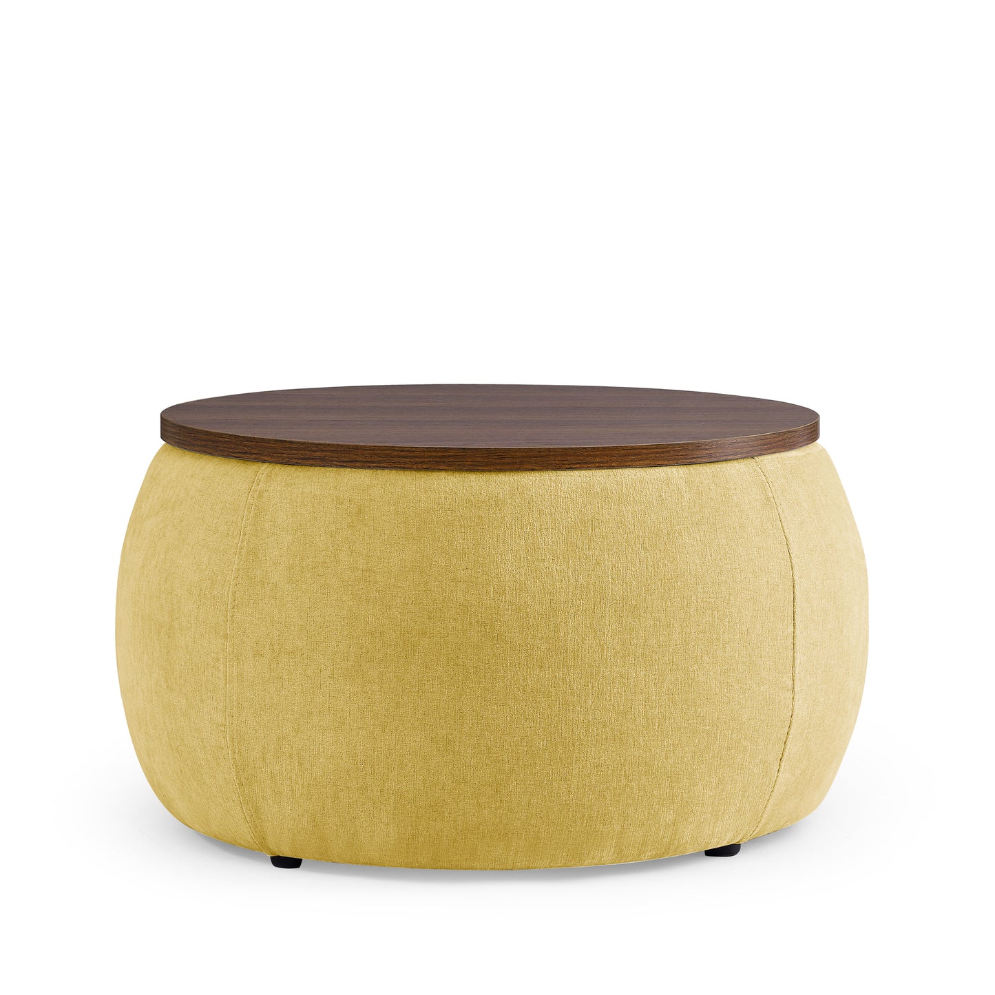 Round Storage Ottoman, Yellow