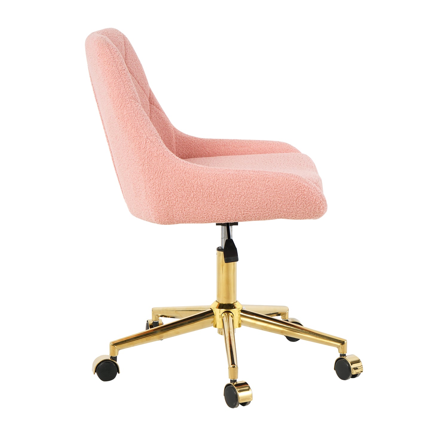 Plush Pink Tufted Office Chair with Gold Base