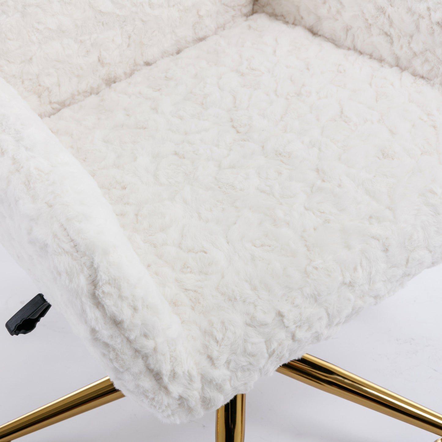 Cozy White Velvet Office Chair with Gold Base