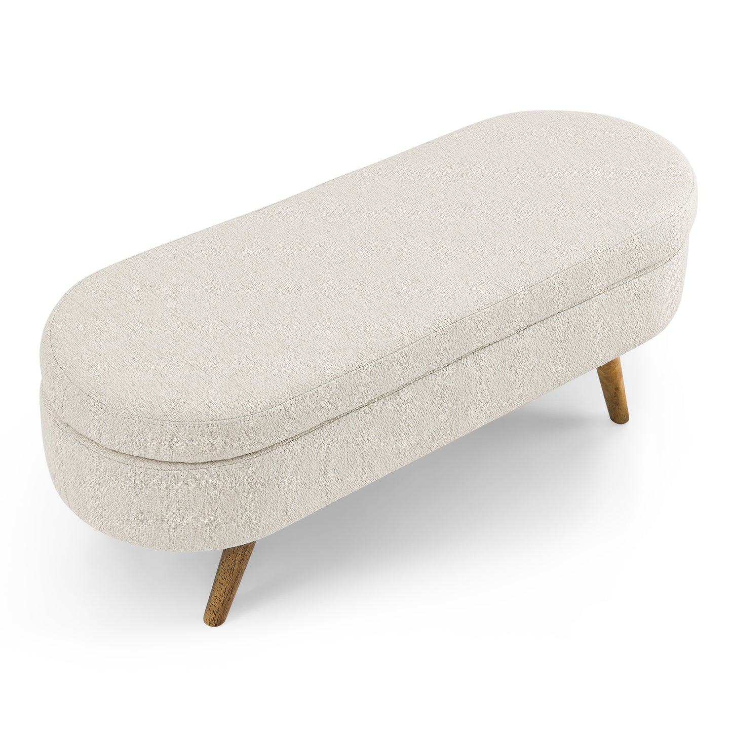 Off-white Oval Storage Bench