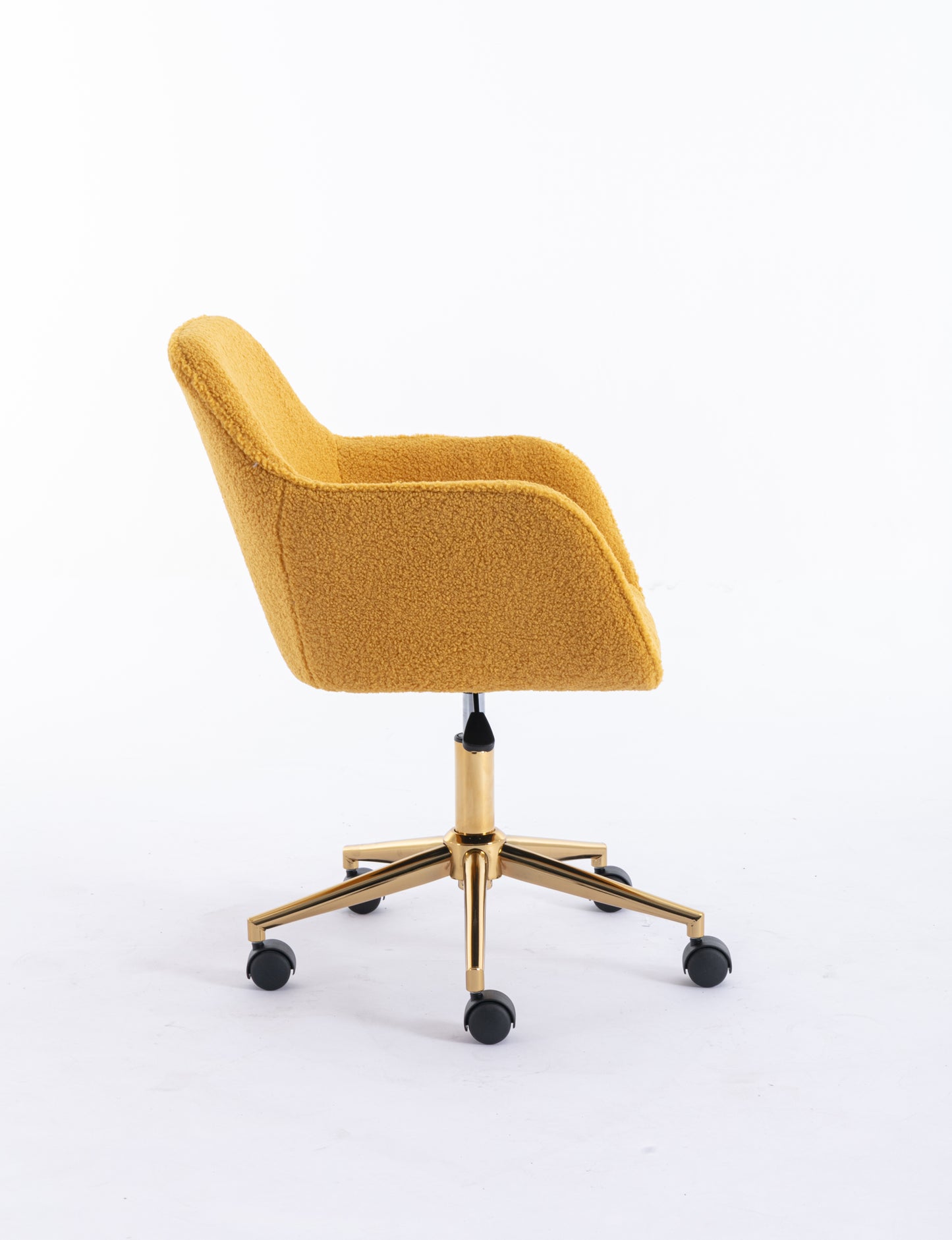 Modern Yellow Plush Fabric Home Office Chair with Wheels