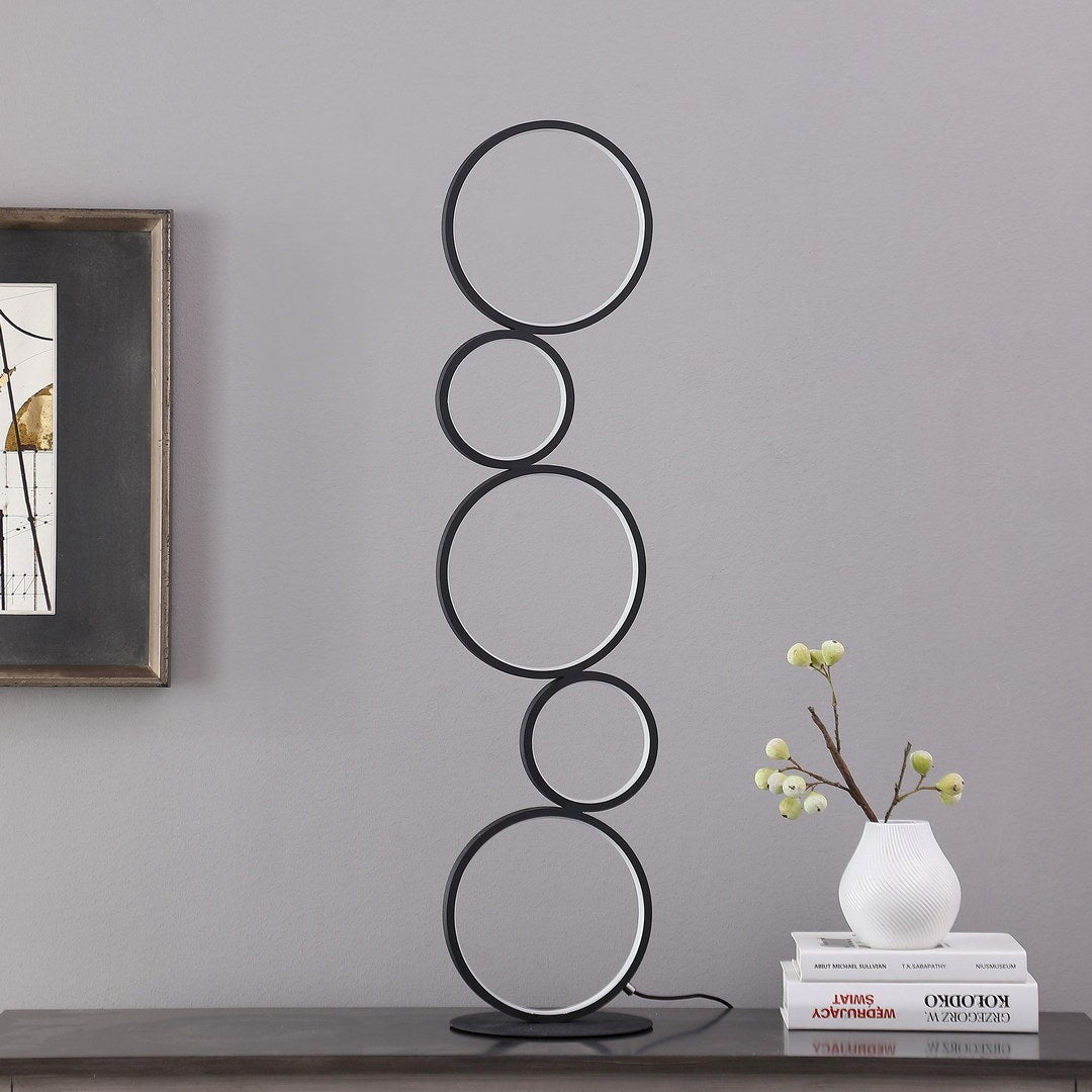 Else Nordic 5-Ring Shaped Matte Black Led Table Lamp