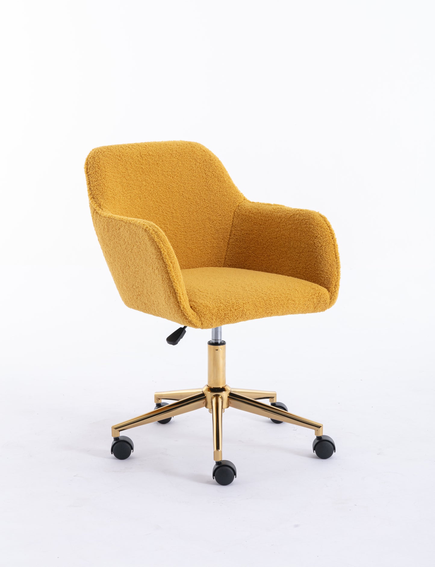 Modern Yellow Plush Fabric Home Office Chair with Wheels