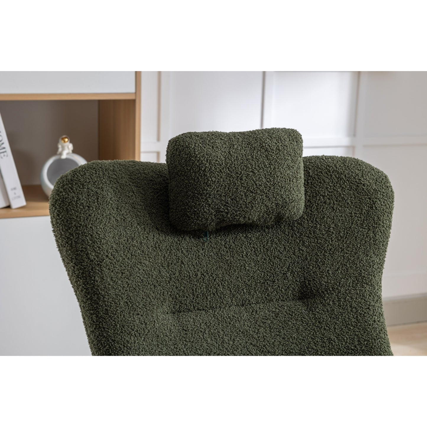 Green Plush Rocking Chair with Pocket