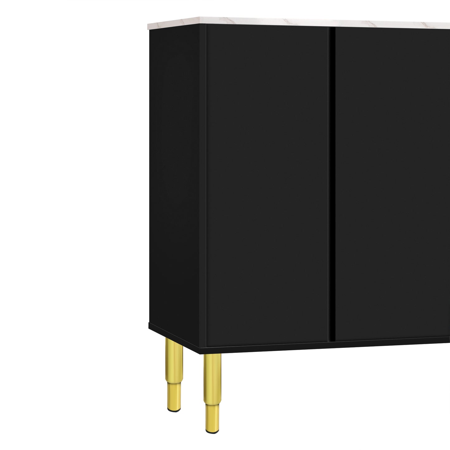 Contemporary Black and Gold Sideboard Buffet Cabinet