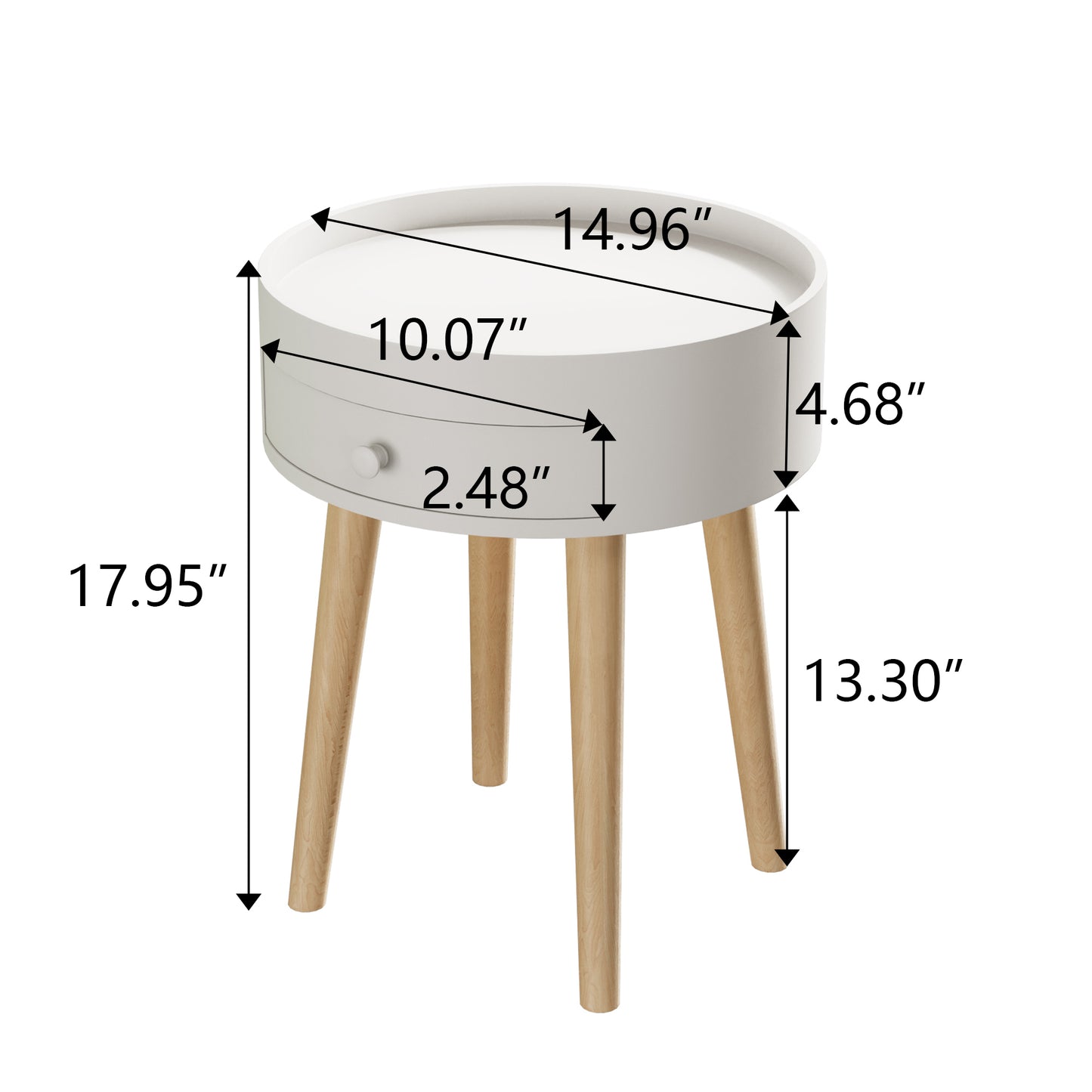 Round White Bedside or End Table