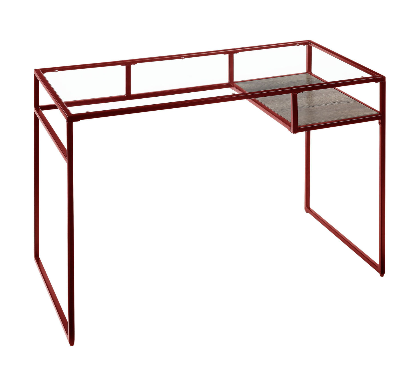 Glass Writing Desk with Red Trim