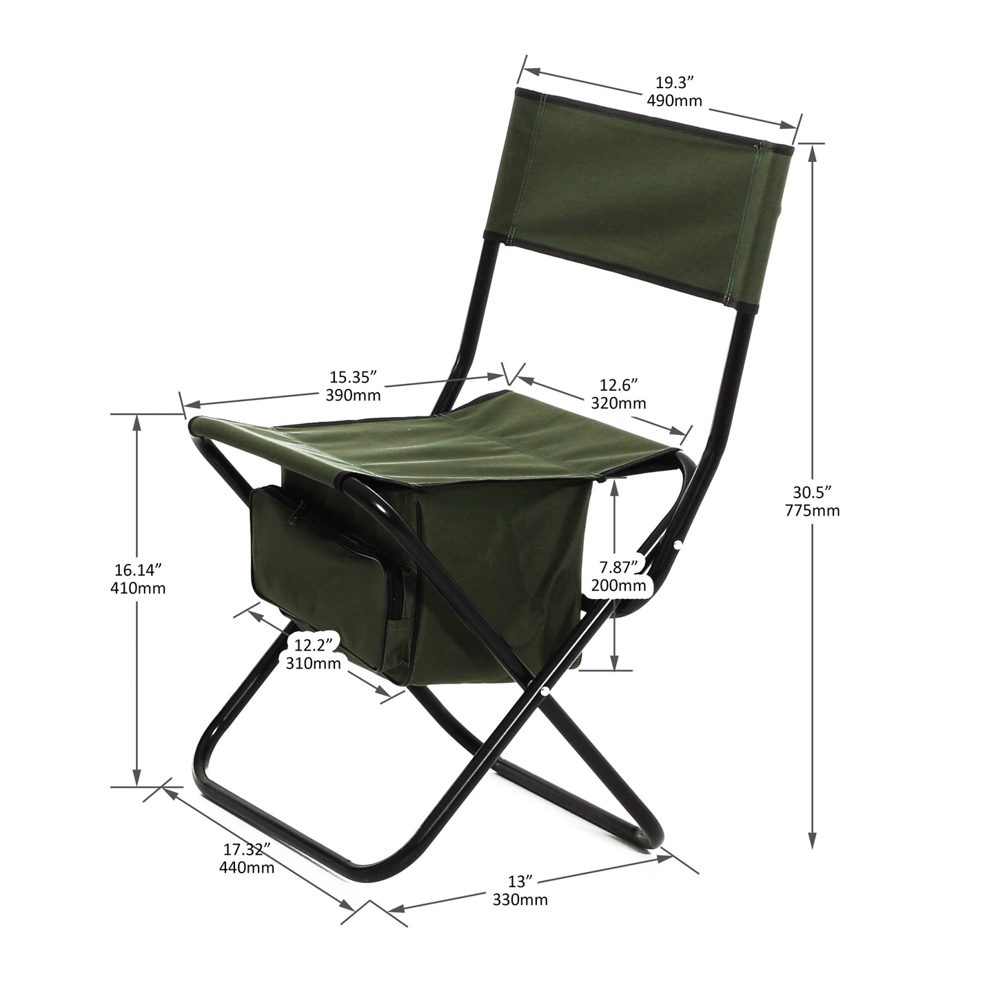 2-piece Folding Outdoor Camping Chair Set with Storage Bag