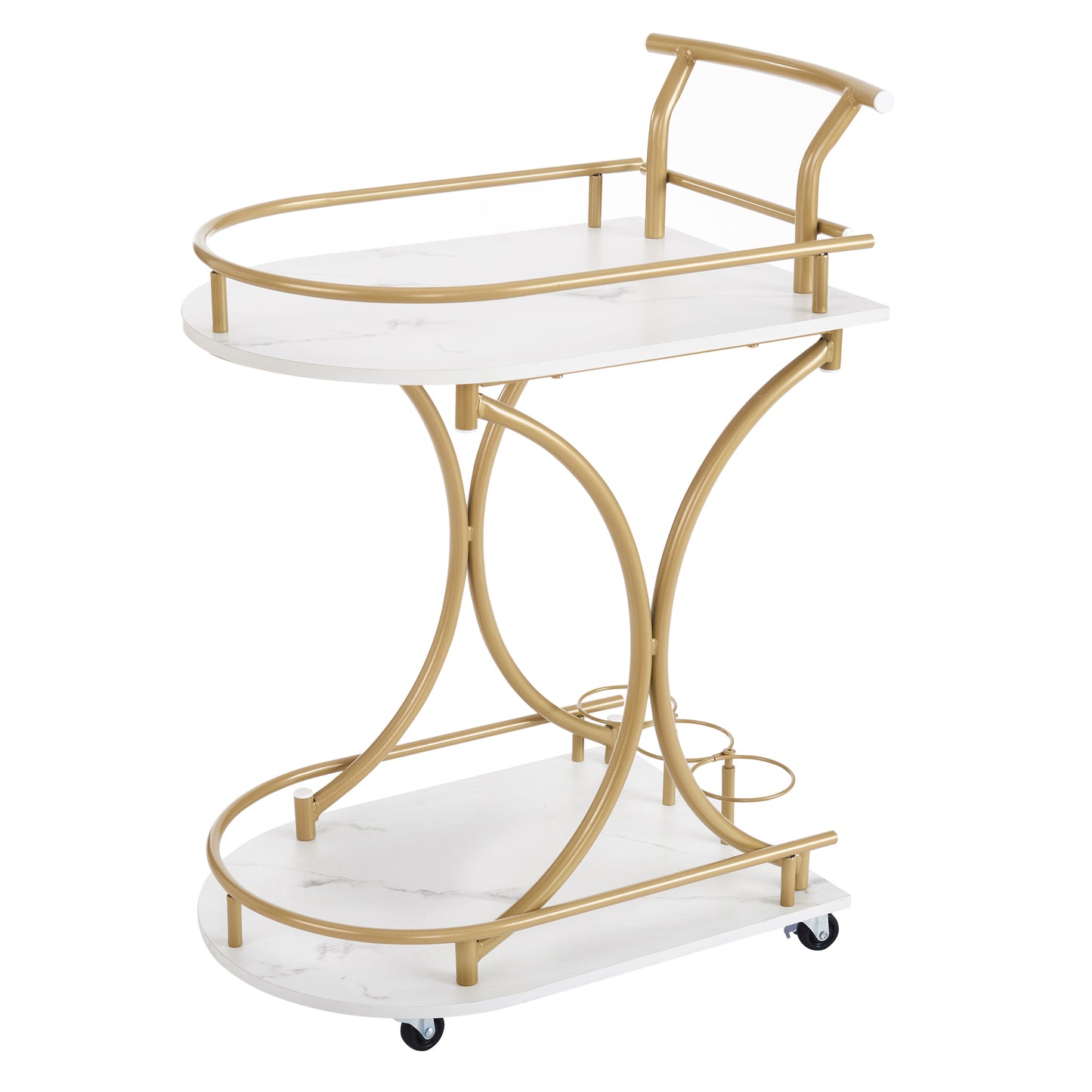 2-Tier Bar Cart with Gold Trim