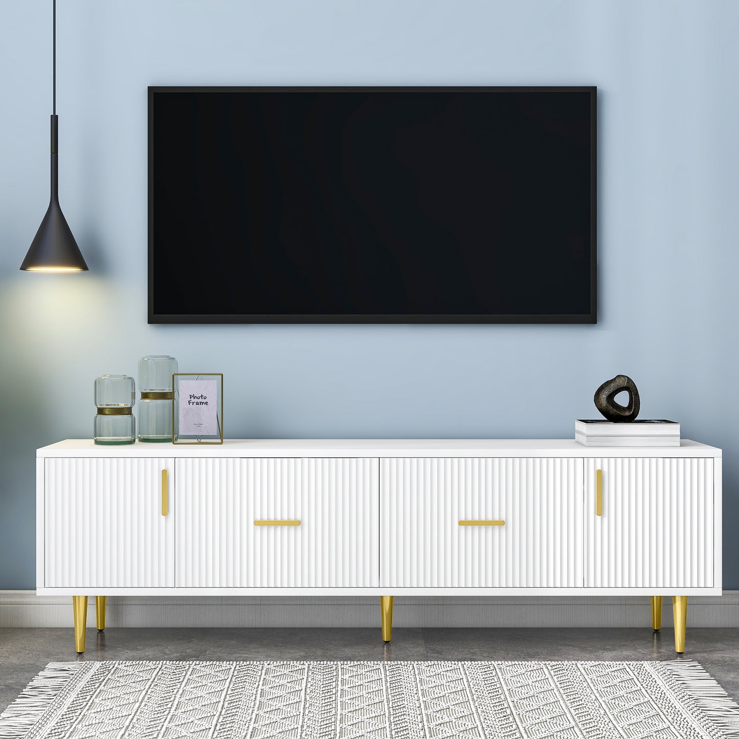 Modern TV Stand with 5 Champagne Legs