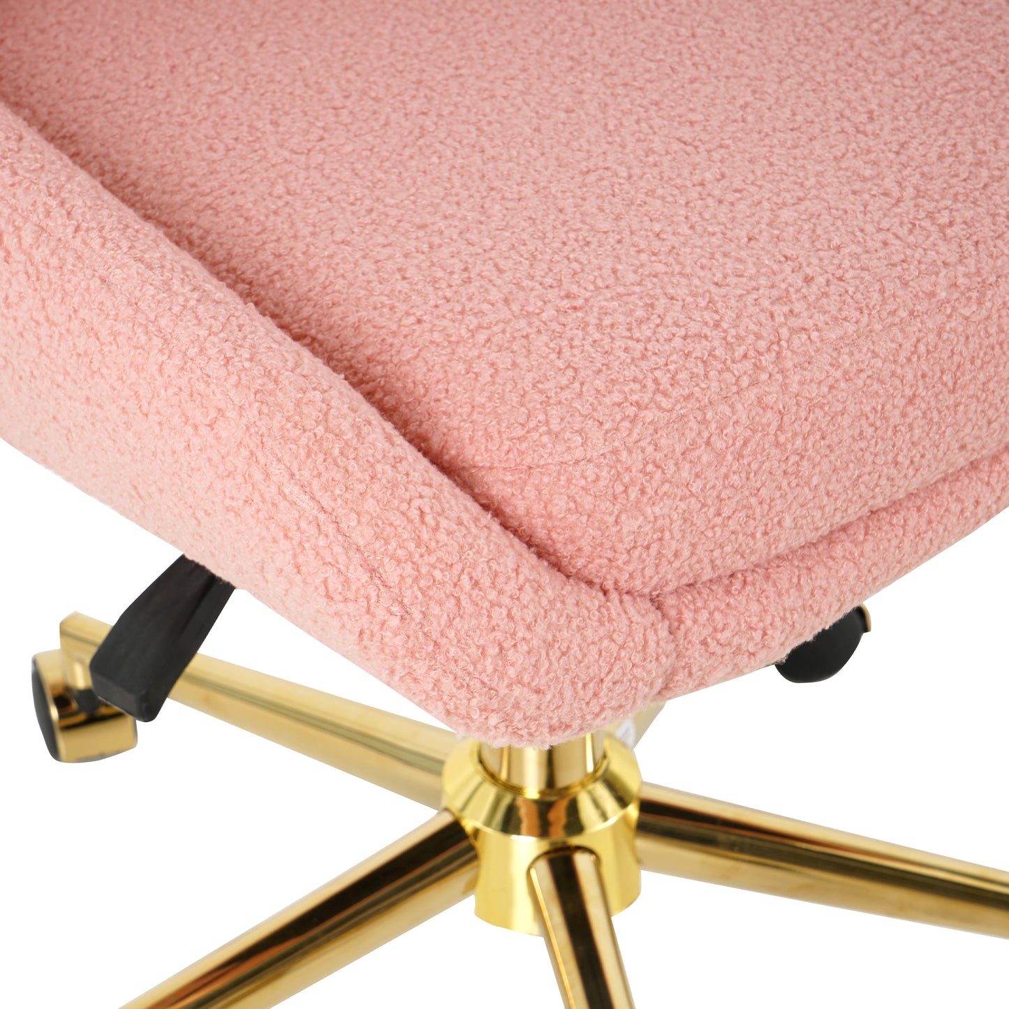 Plush Pink Tufted Office Chair with Gold Base