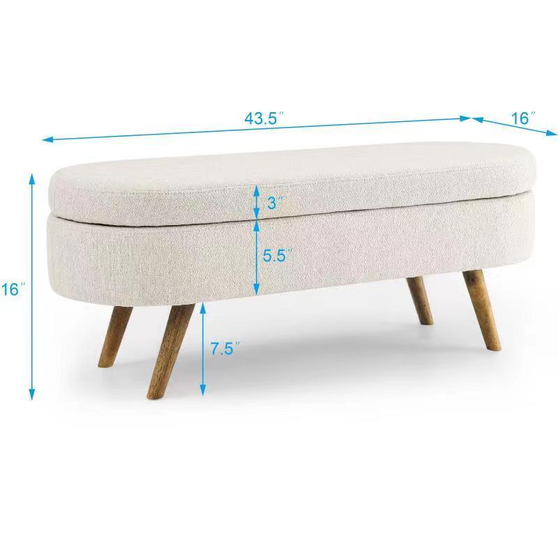 Off-white Oval Storage Bench