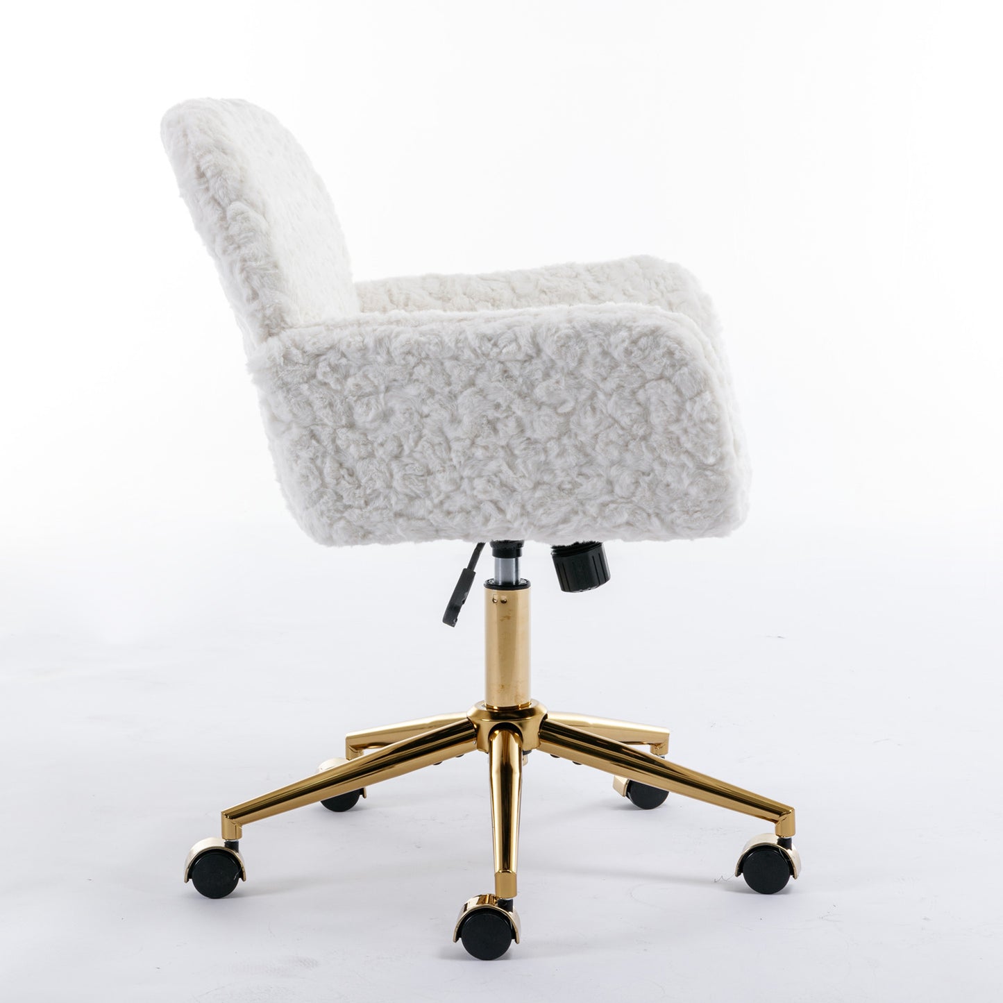 Cozy White Velvet Office Chair with Gold Base