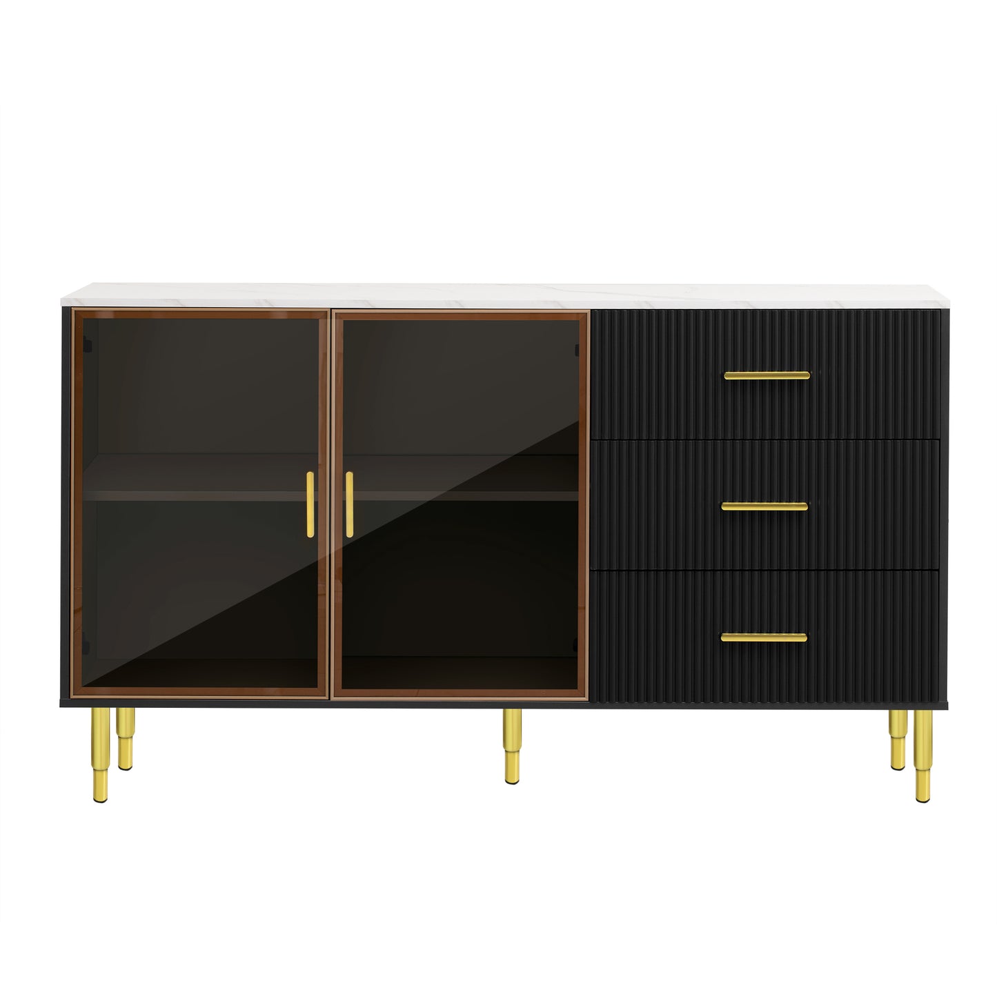 Contemporary Black and Gold Sideboard Buffet Cabinet