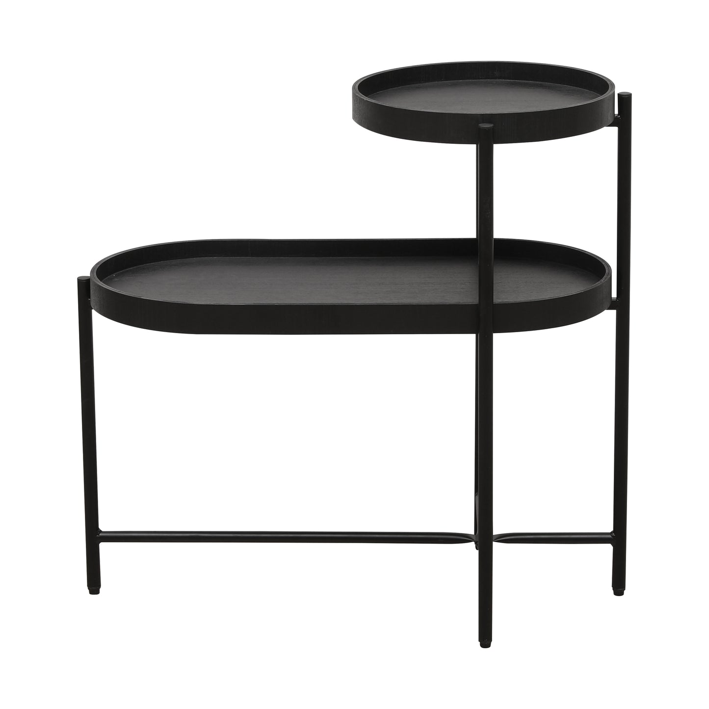 2-Tier Black Side Table