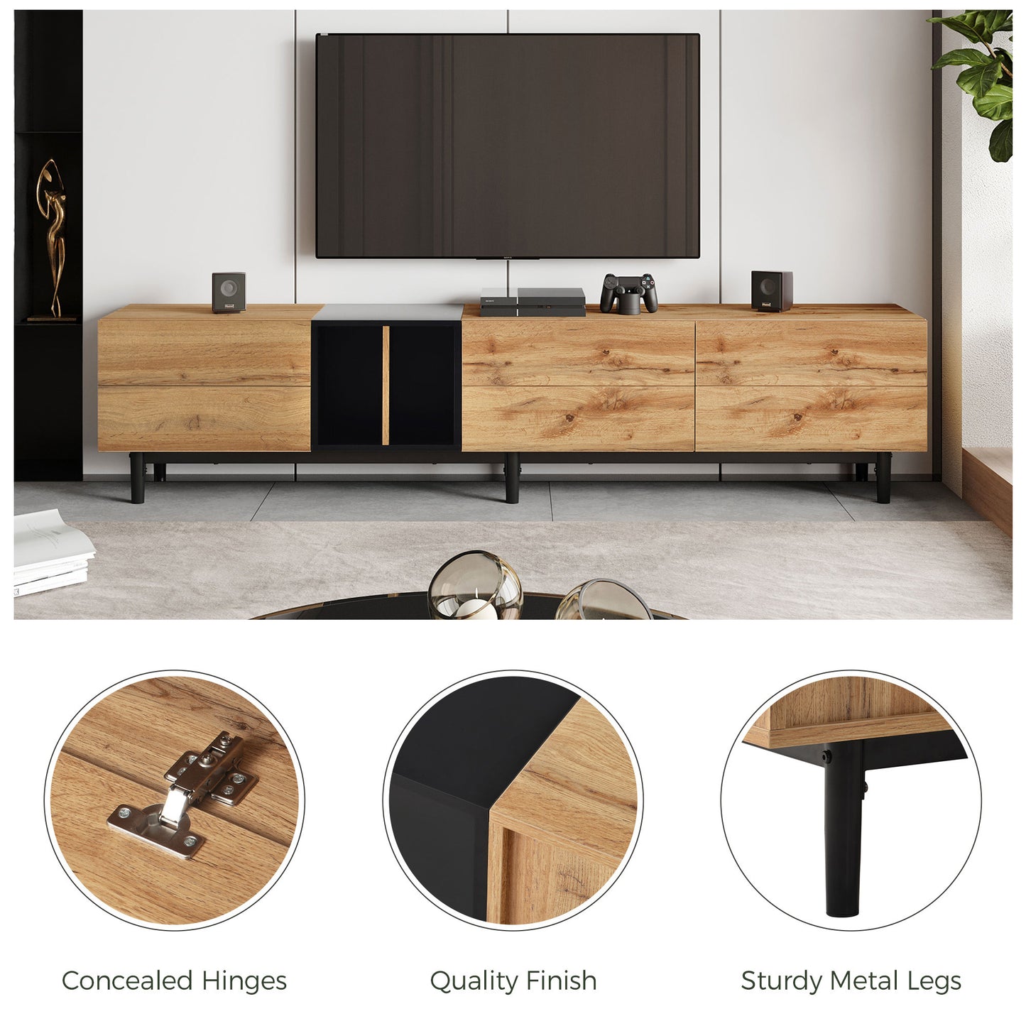 Modern Wood Finish TV Stand/Media Console Table