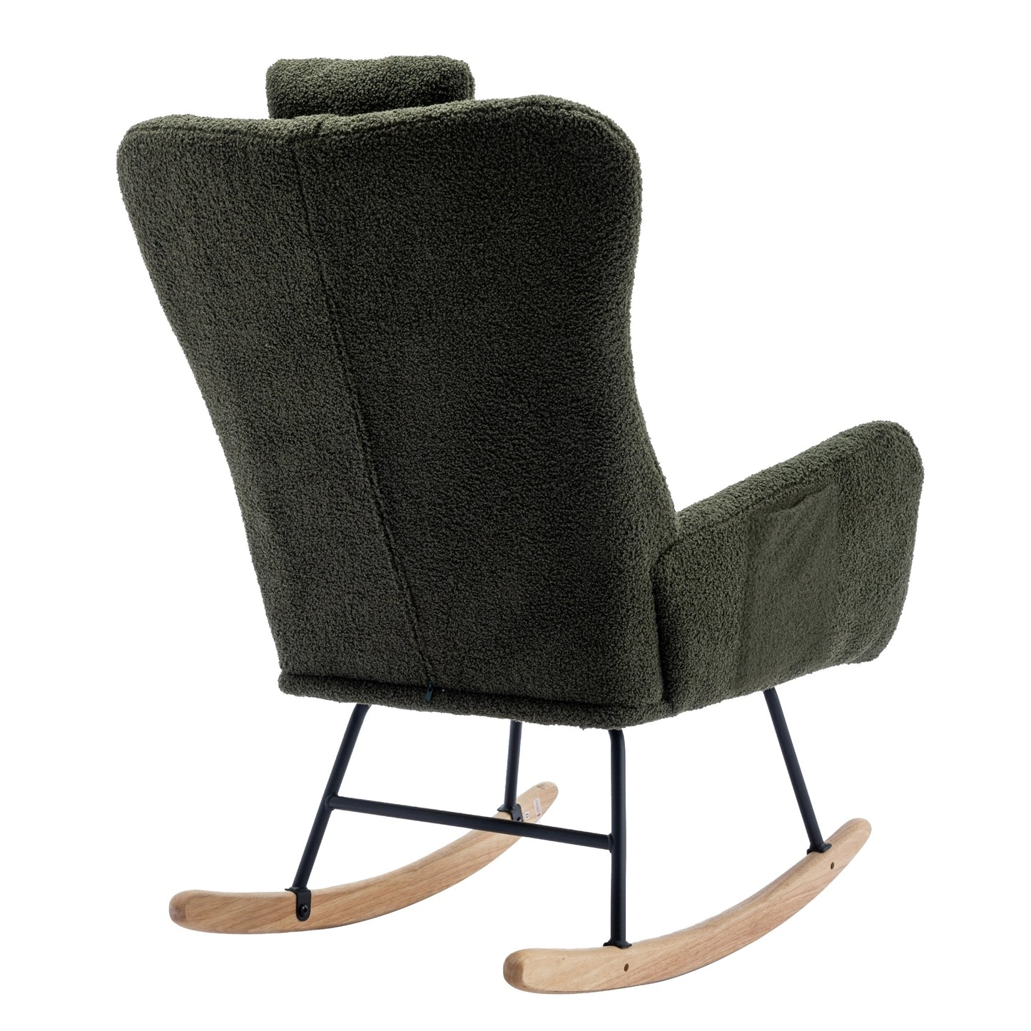 Green Plush Rocking Chair with Pocket