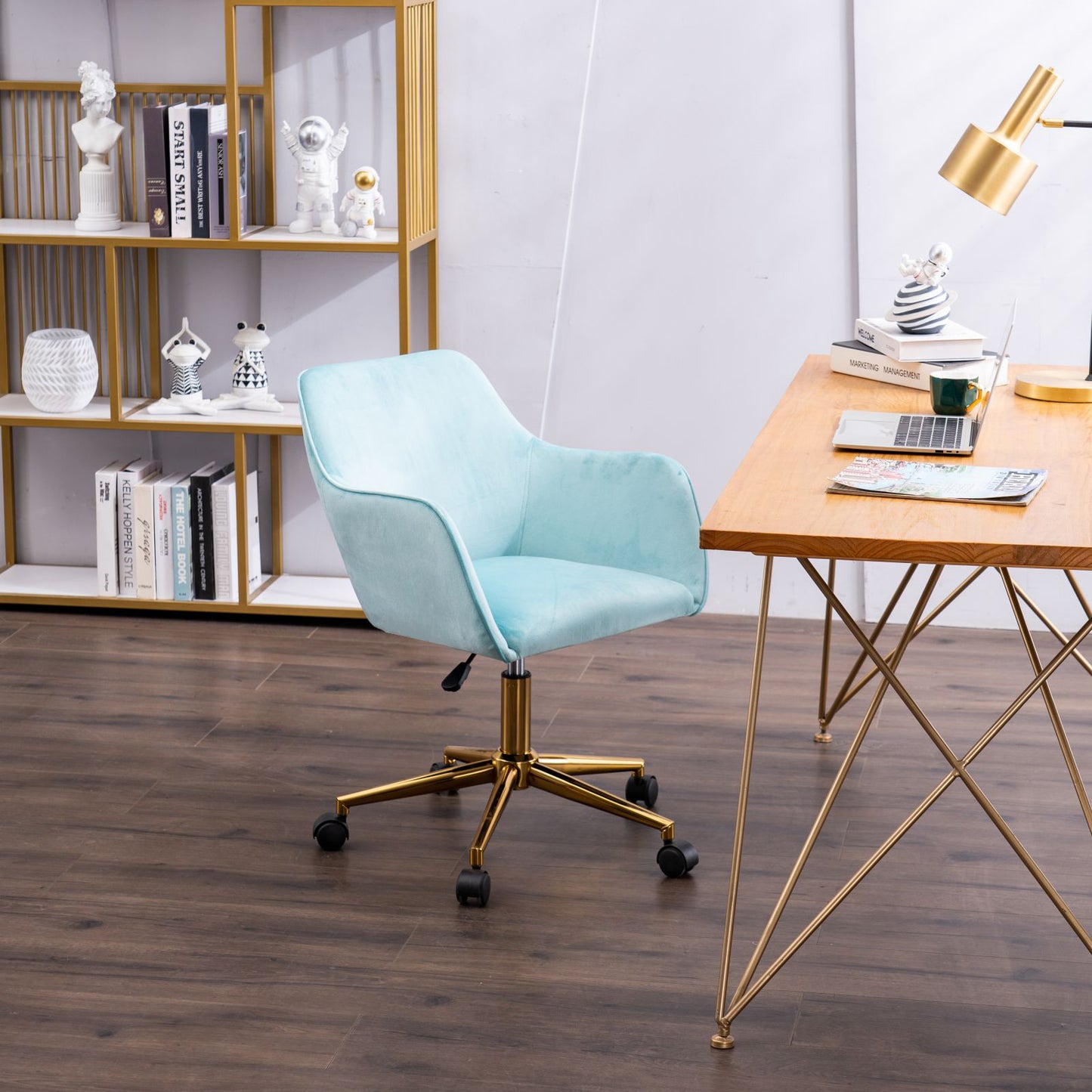 Modern Velvet Adjustable Office Chair with Wheels