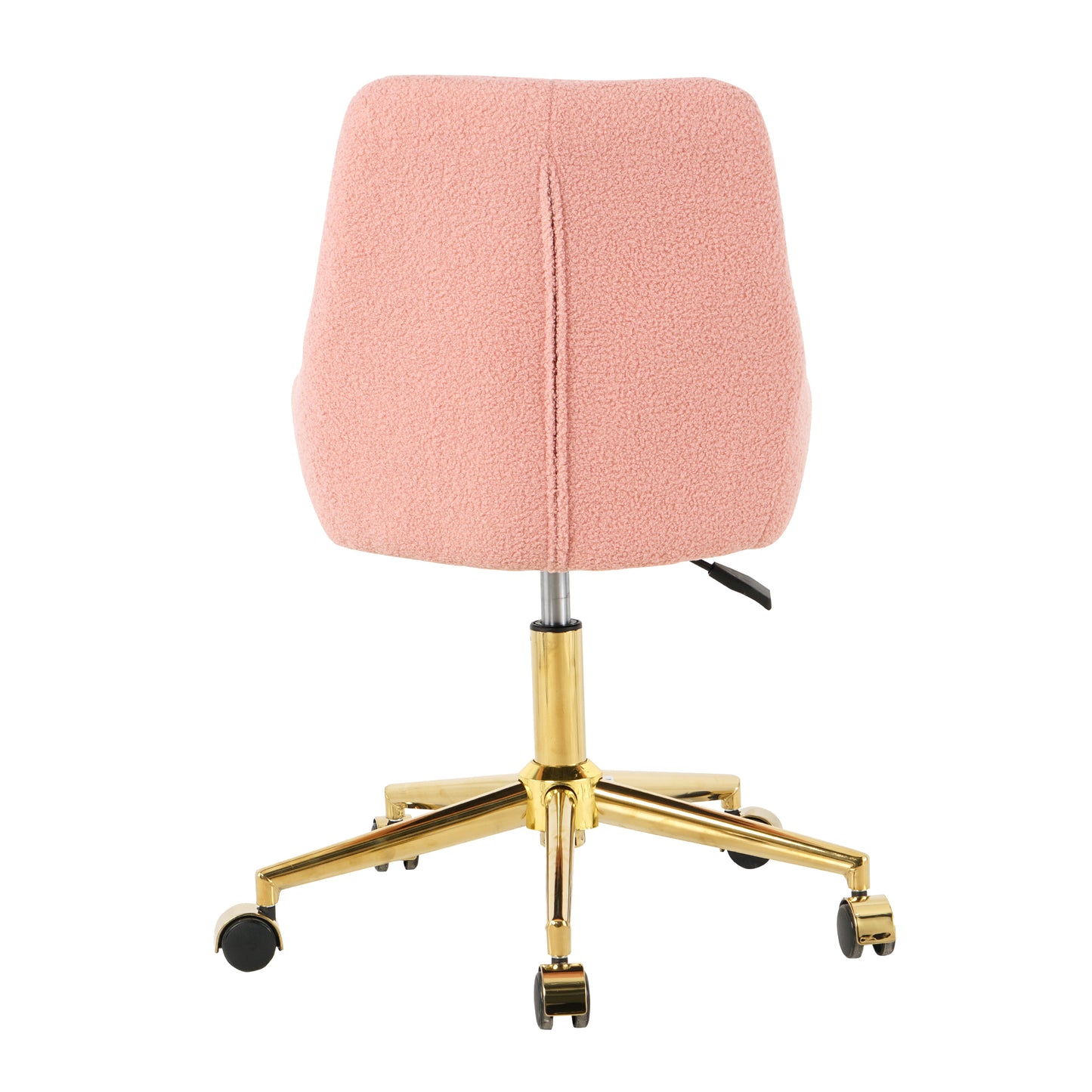 Plush Pink Tufted Office Chair with Gold Base