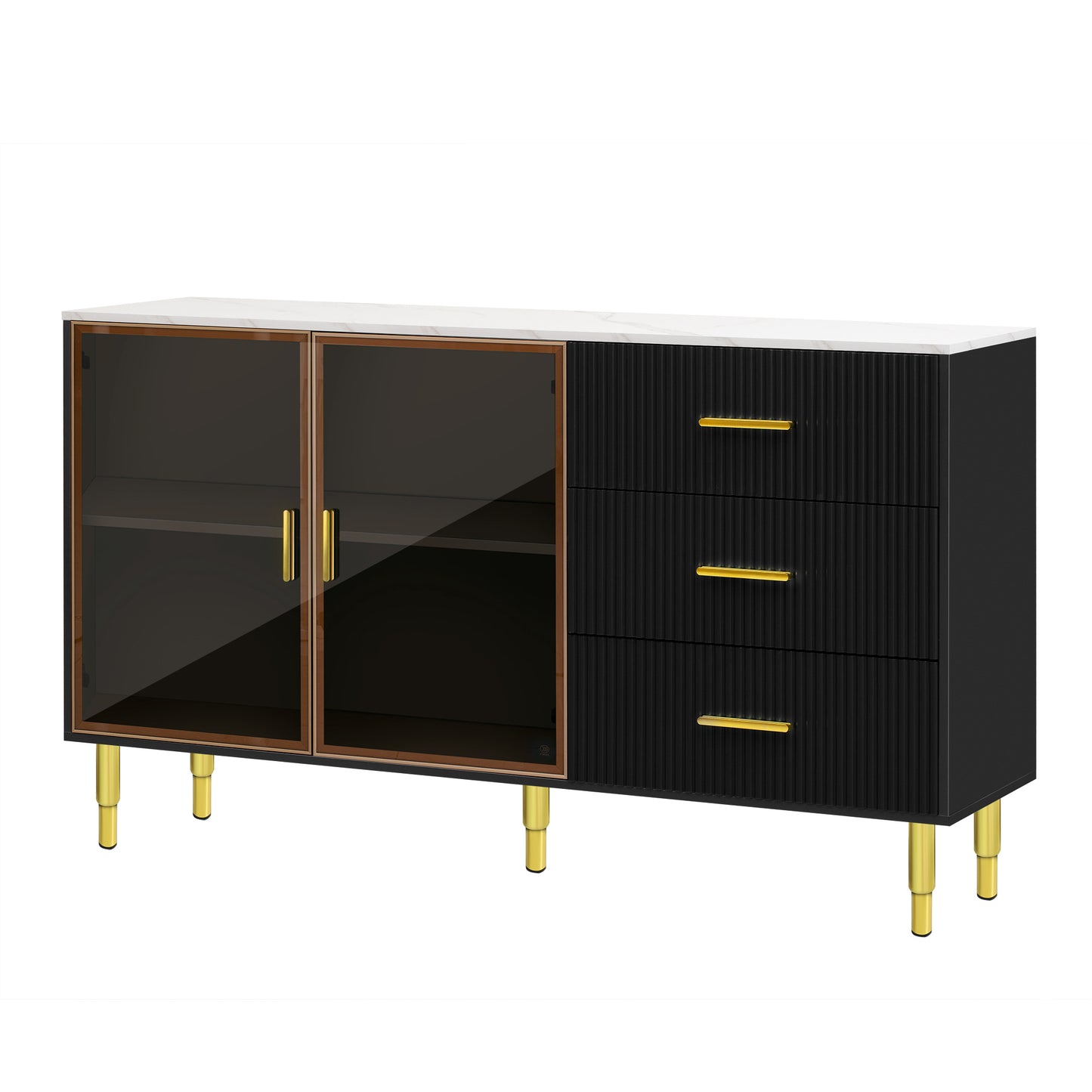 Contemporary Black and Gold Sideboard Buffet Cabinet