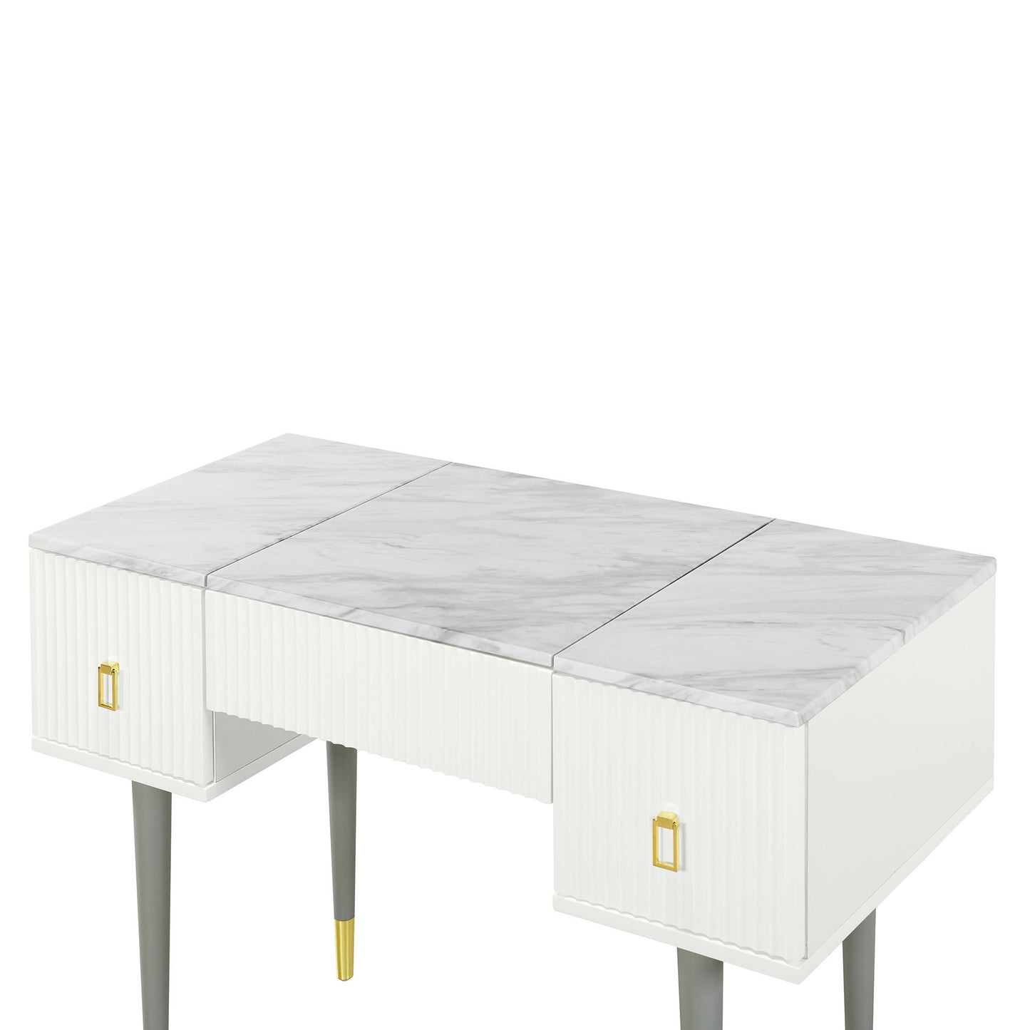 Modern Vanity Table Set with Flip-top Mirror and LED Light