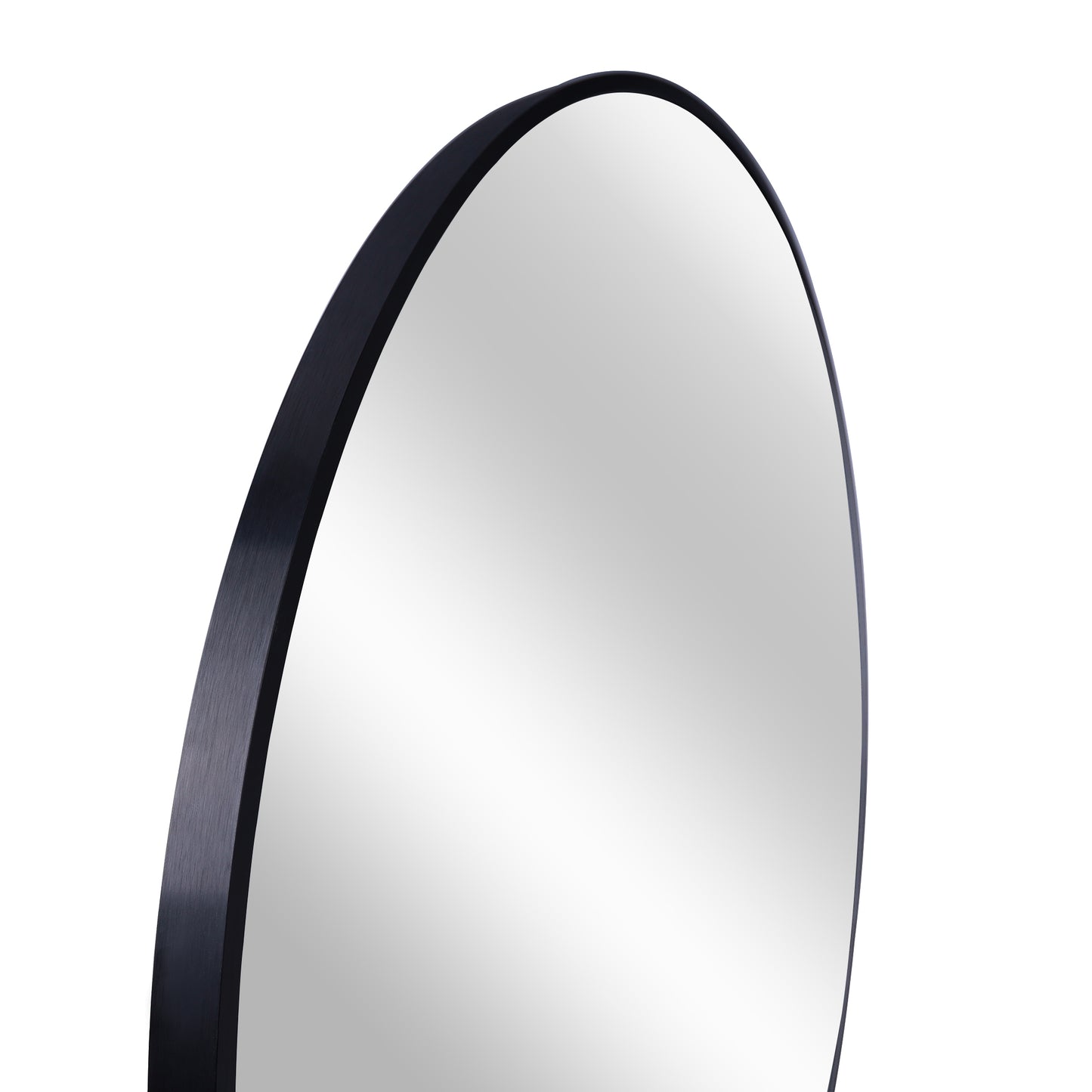 Round Mirror 32in Black Metal Frame