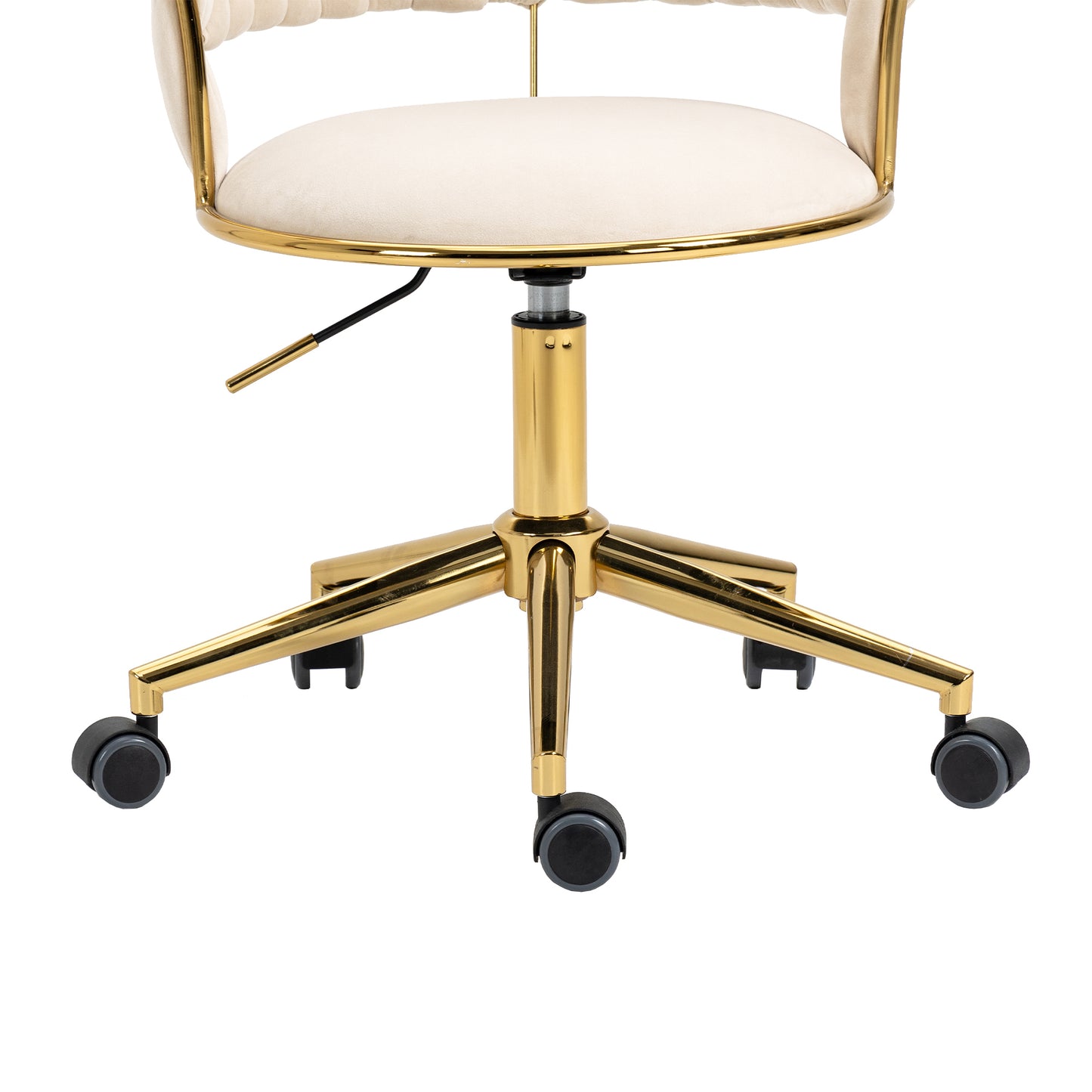 Padded Velvet Woven Back Desk Chair, Cream and Gold