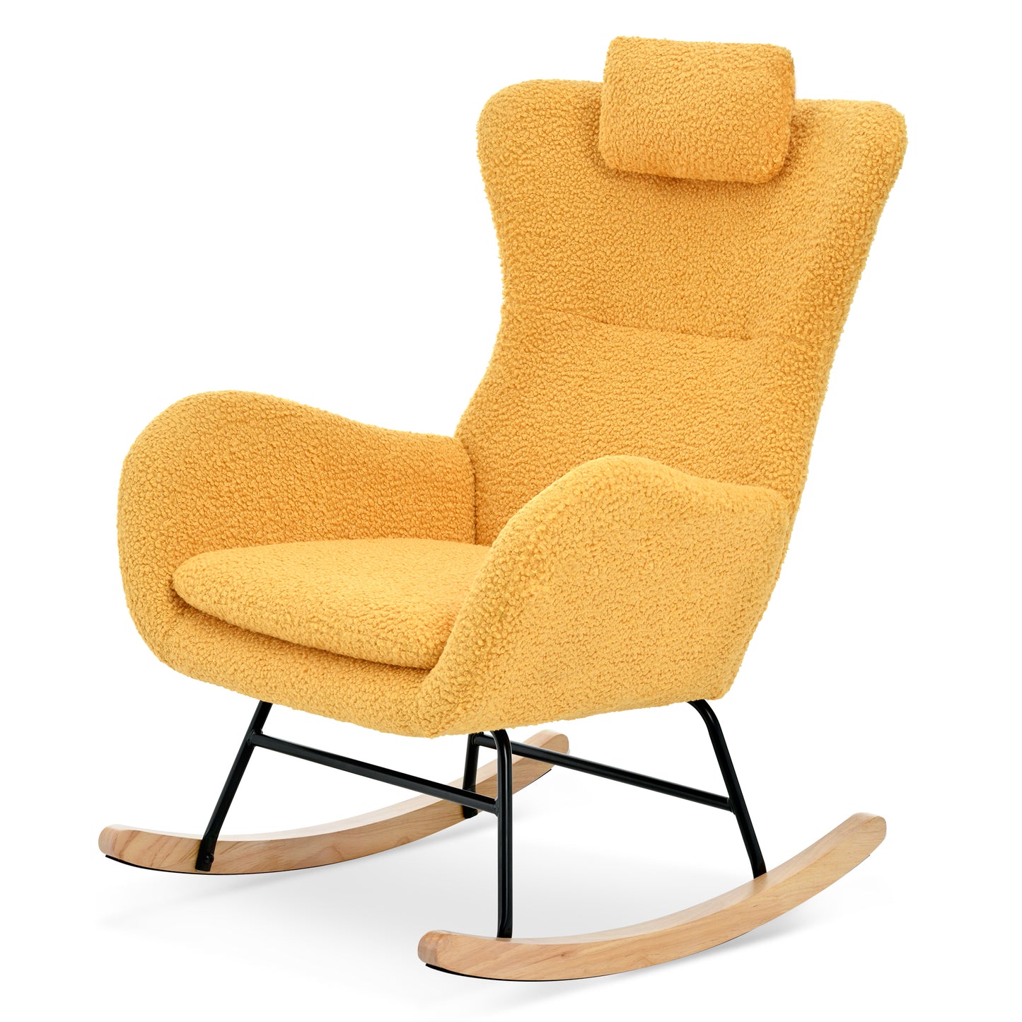 Yellow Fabric Rocking Chair